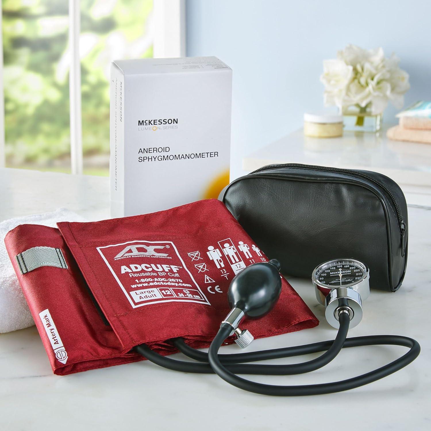image:imageMcKesson Aneroid Sphygmomanometer Manual Blood Pressure Cuff Monitor with Carrying Case Pocket Size Cuff 2340 cm Black 20 CountLarge Adult Cuff 3450 cm 20 Count