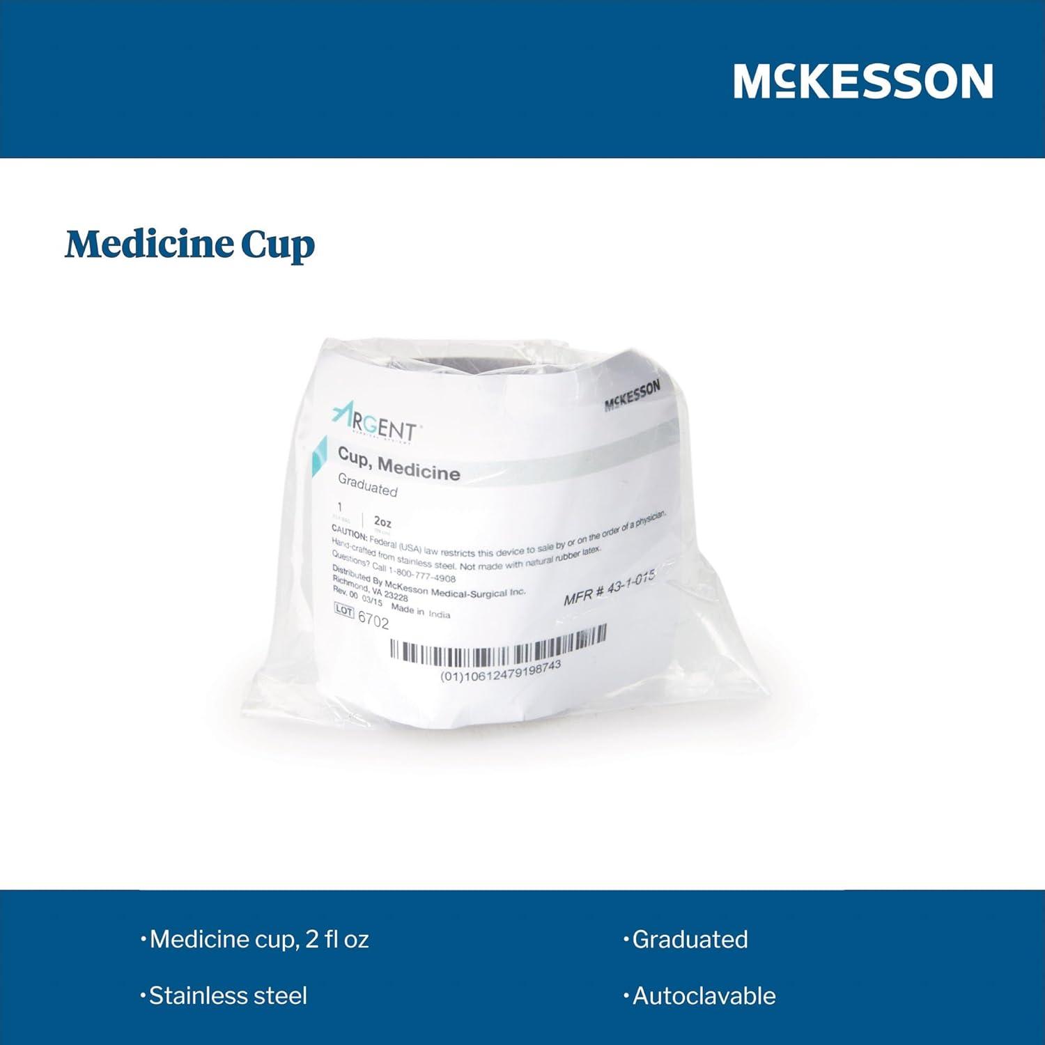 image:imageMcKesson Argent Medicine Cup Graduated Stainless Steel Reusable Cup for Homecare or Hospital Use Autoclavable 2 oz 1 Count 1 Pack