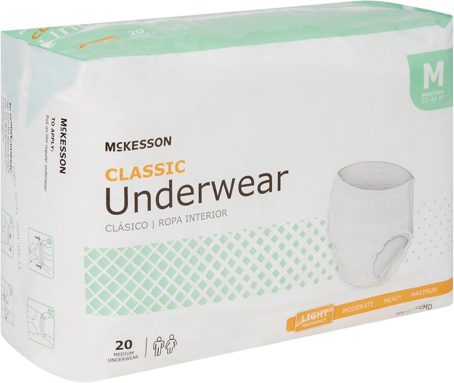 image:imageMcKesson Classic Adult Incontinence Underwear Light Absorbency 5868 in Unisex Bladder Leak Protection PullOn Style with TearAway Sides Postpartum and Incontinence Support Large 18 CountMedium
