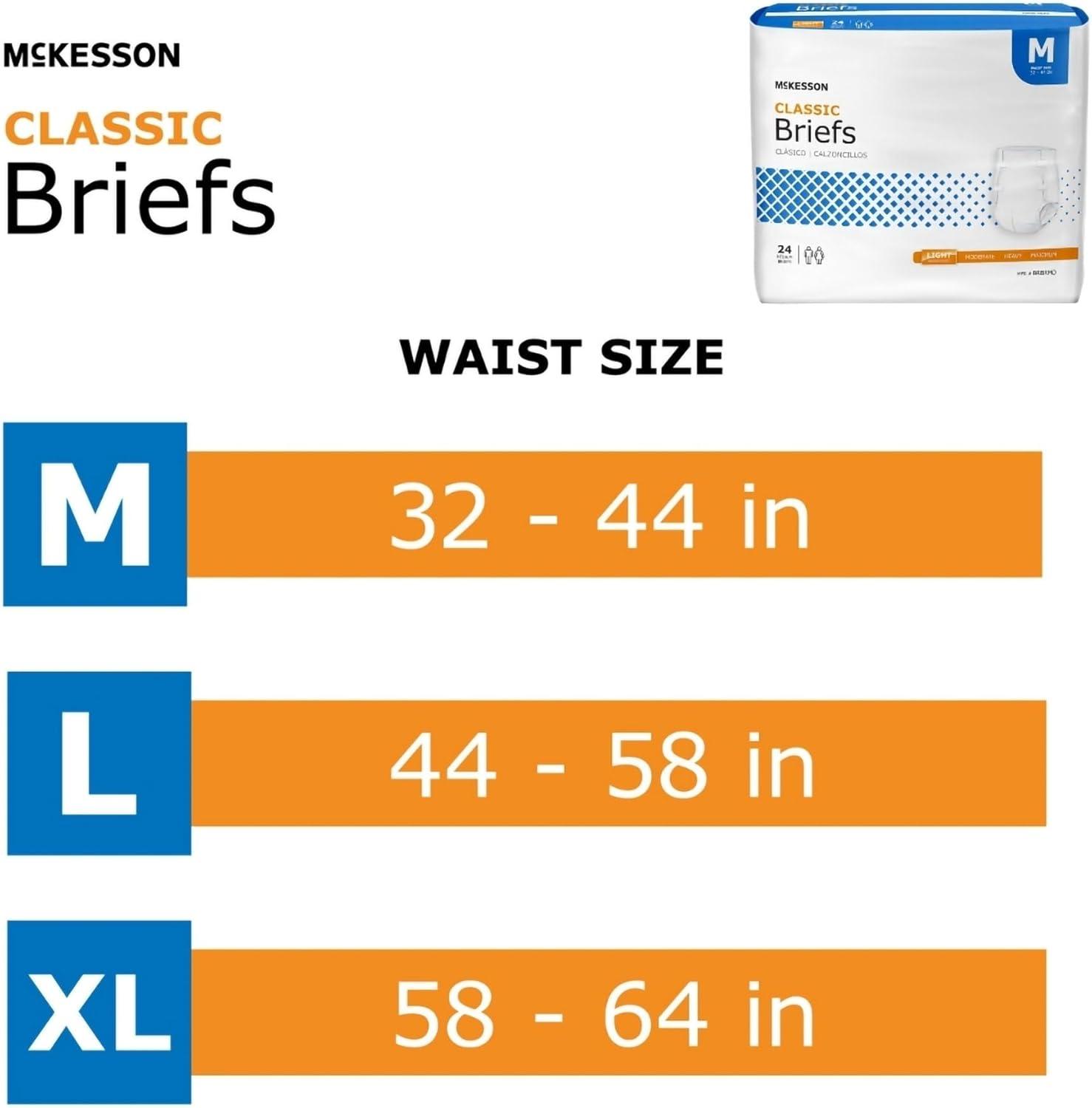 image:imageMcKesson Classic Briefs 96 Count Medium 3244 in Incontinence Adult Diapers Light Absorbency Unisex Disposable Elastic Leg Gathers and Contoured Fit for Men and WomenMedium