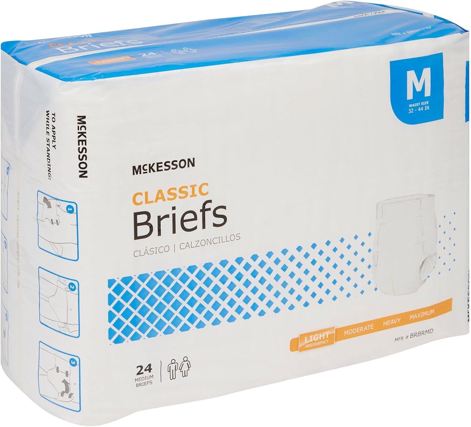 image:imageMcKesson Classic Briefs 96 Count Medium 3244 in Incontinence Adult Diapers Light Absorbency Unisex Disposable Elastic Leg Gathers and Contoured Fit for Men and WomenMedium