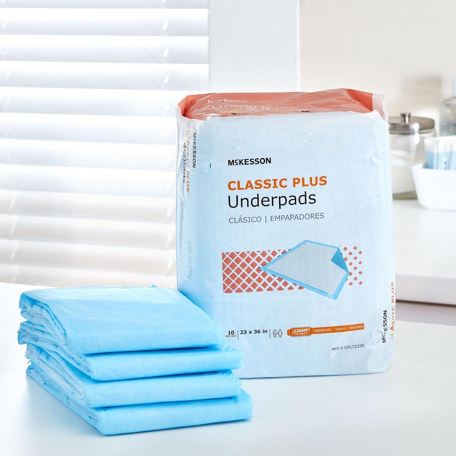 image:imageMcKesson Classic Underpads Incontinence Bed Pads 23 x 36 150 Count Light Absorbency Disposable Chux Pads for Adults Elderly and Baby Pee Pads10 Count