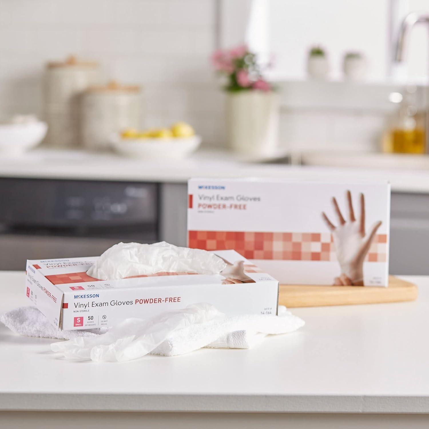 image:imageMcKesson Confiderm Disposable Vinyl Exam Glove Standard Cuff Length Small 14164 50 per Box