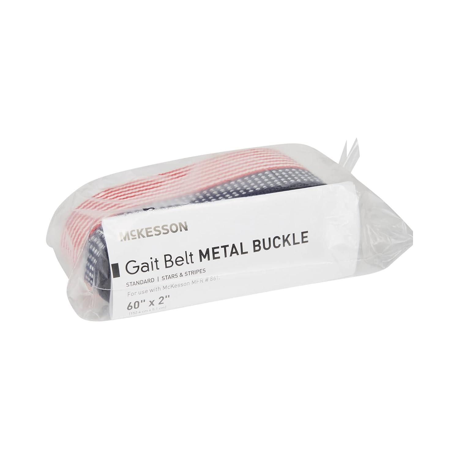image:imageMcKesson Gait Belt Transfer and Walking Heavy Duty with Metal Buckle Pastel Stripe 60 in 1 CountStars and Stripes