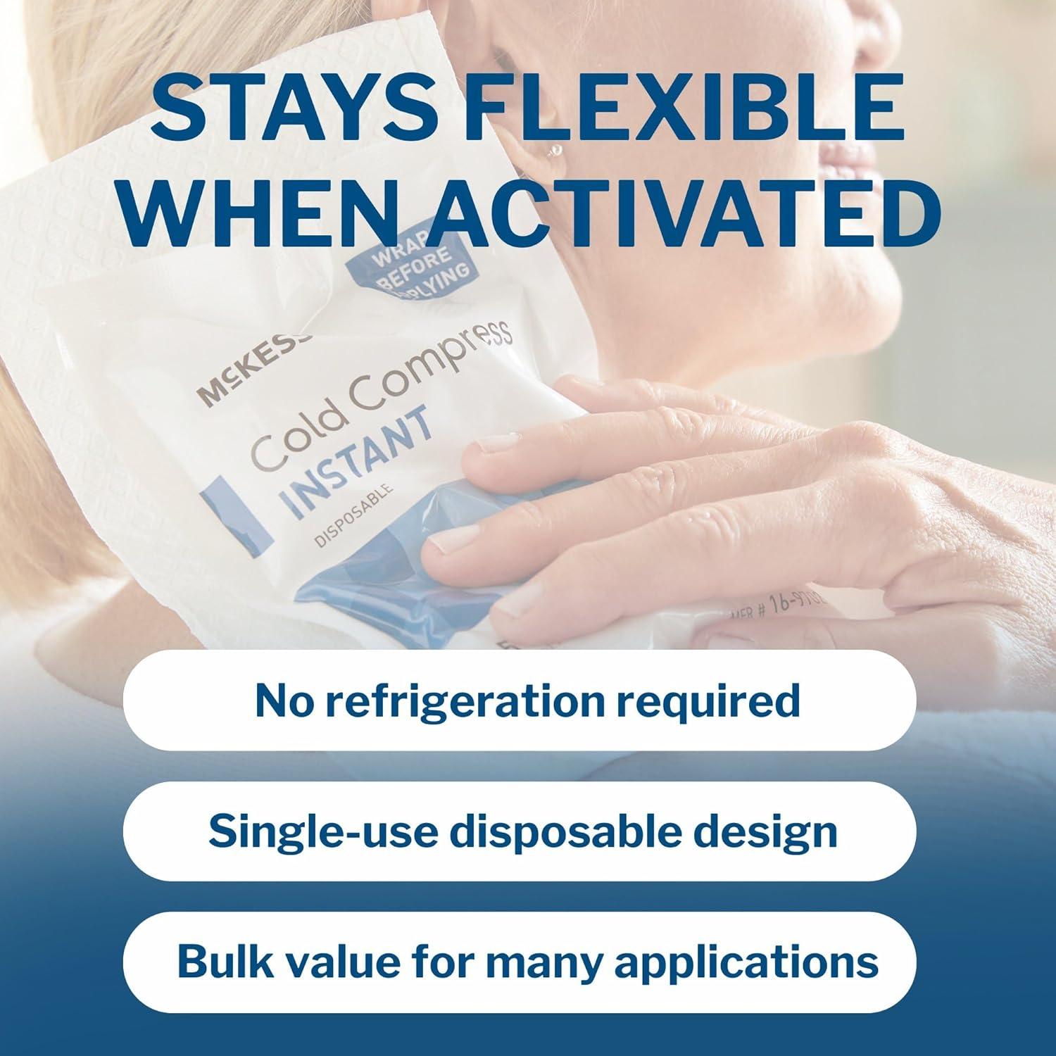 image:imageMcKesson Instant Cold Packs 5 x 7 24 Pack Instant Ice Packs for Injuries Disposable Pain Relief Swelling Sprains Travel Cold Compress for Sports First Aid Toothache5 x 7 Inch 24 Count