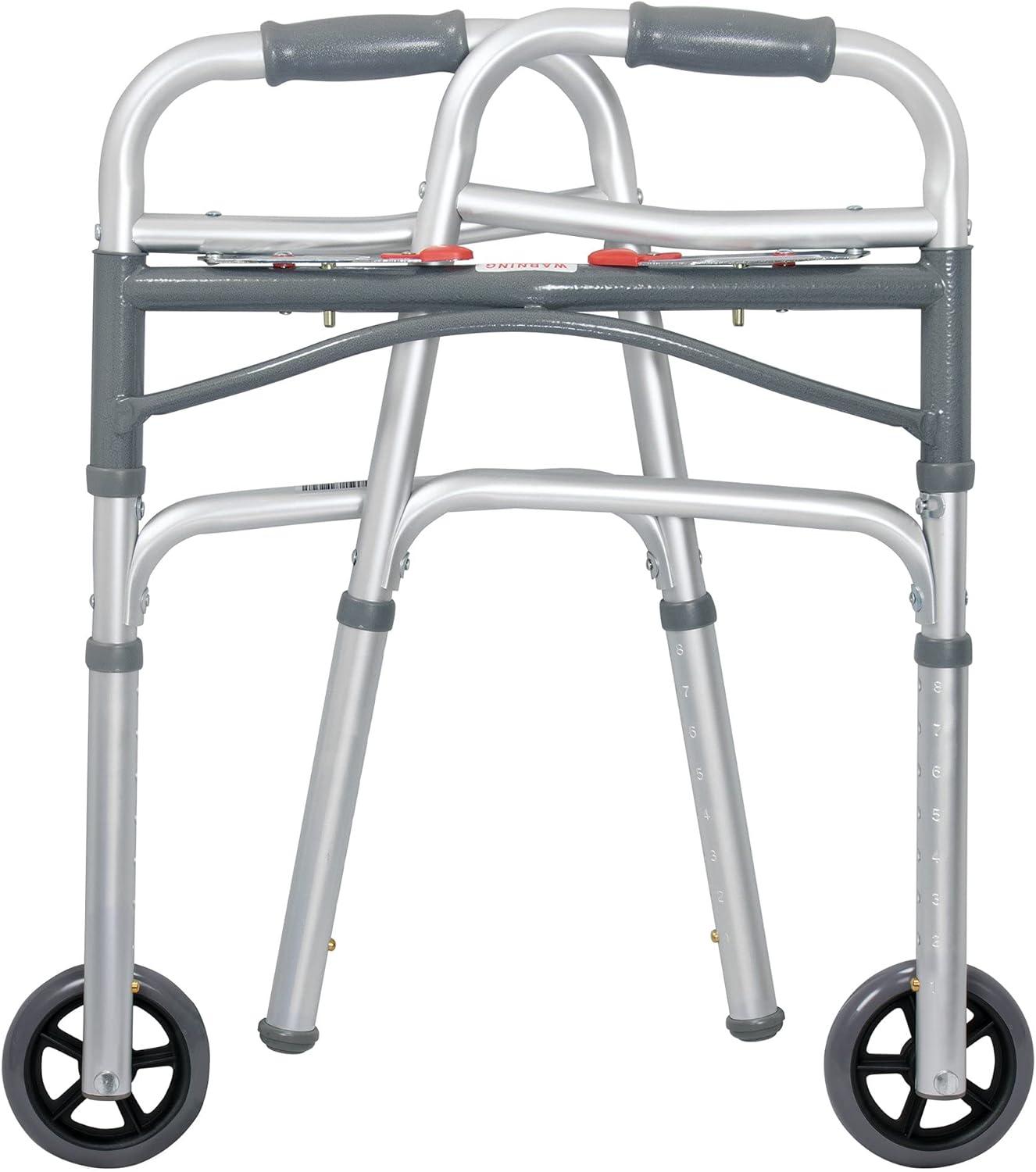 image:imageMcKesson Junior Folding Walkers with Wheels Aluminum 25 in to 32 14 in 350 lbs Weight Capacity 4 Count