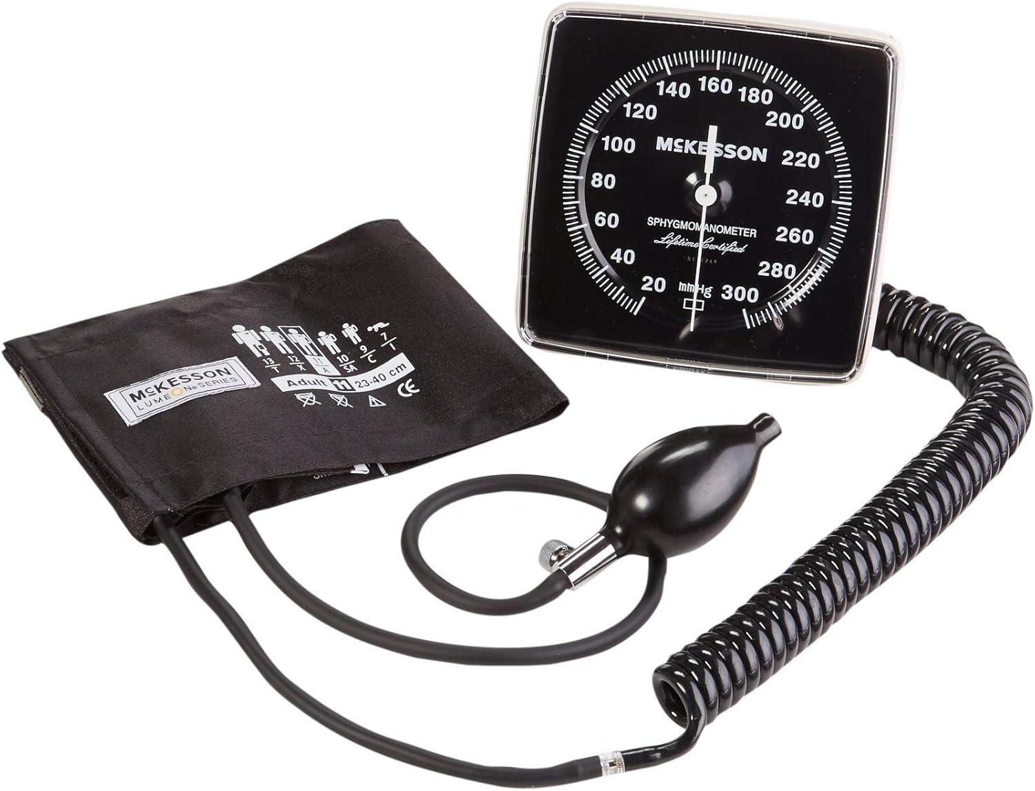 image:imageMcKesson LUMEON Clock Aneroid Sphygmomanometer Blood Pressure with Cuff Wall Mounted Black Adult Medium 1 Count