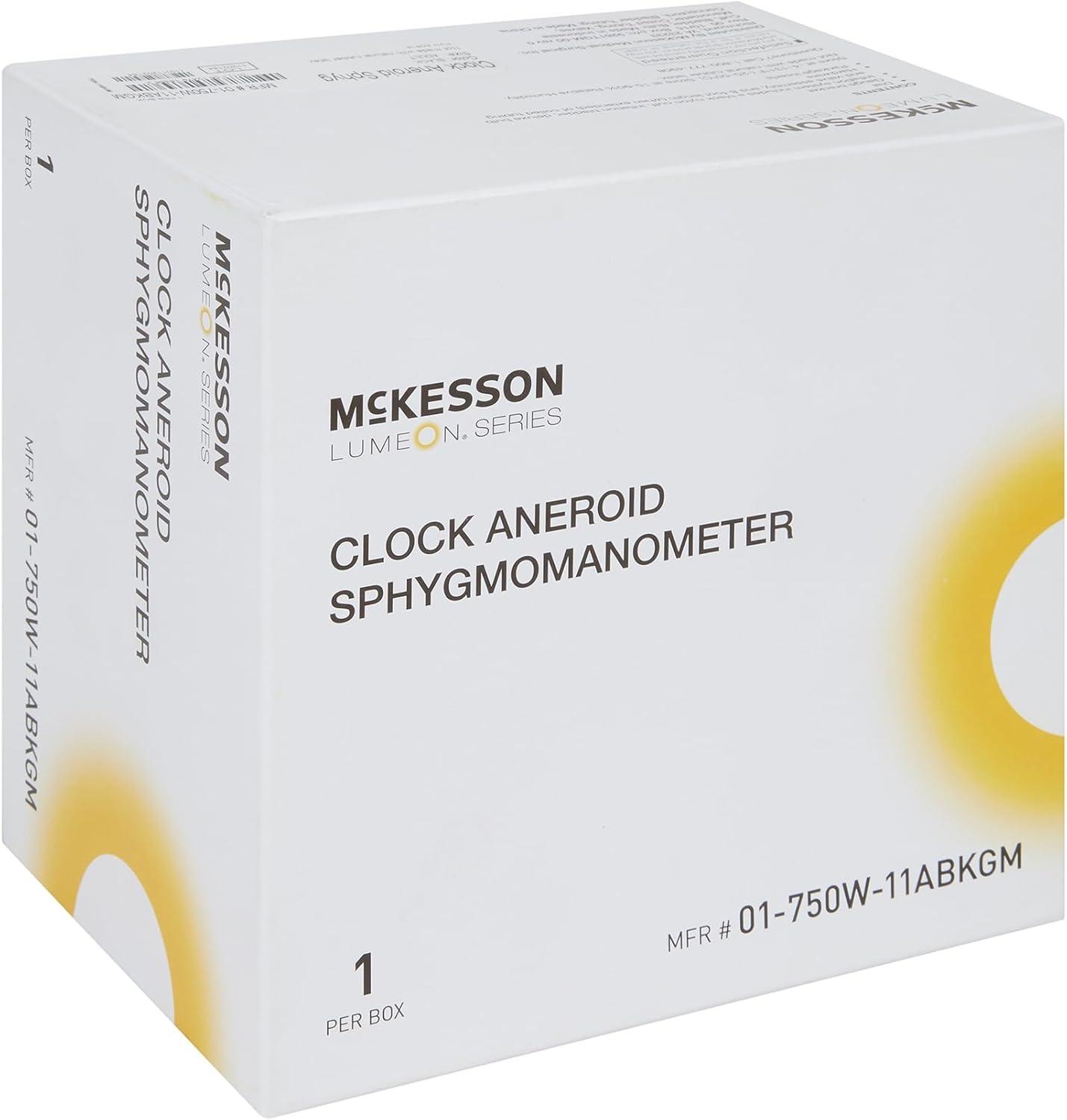 image:imageMcKesson LUMEON Clock Aneroid Sphygmomanometer Blood Pressure with Cuff Wall Mounted Black Adult Medium 1 Count