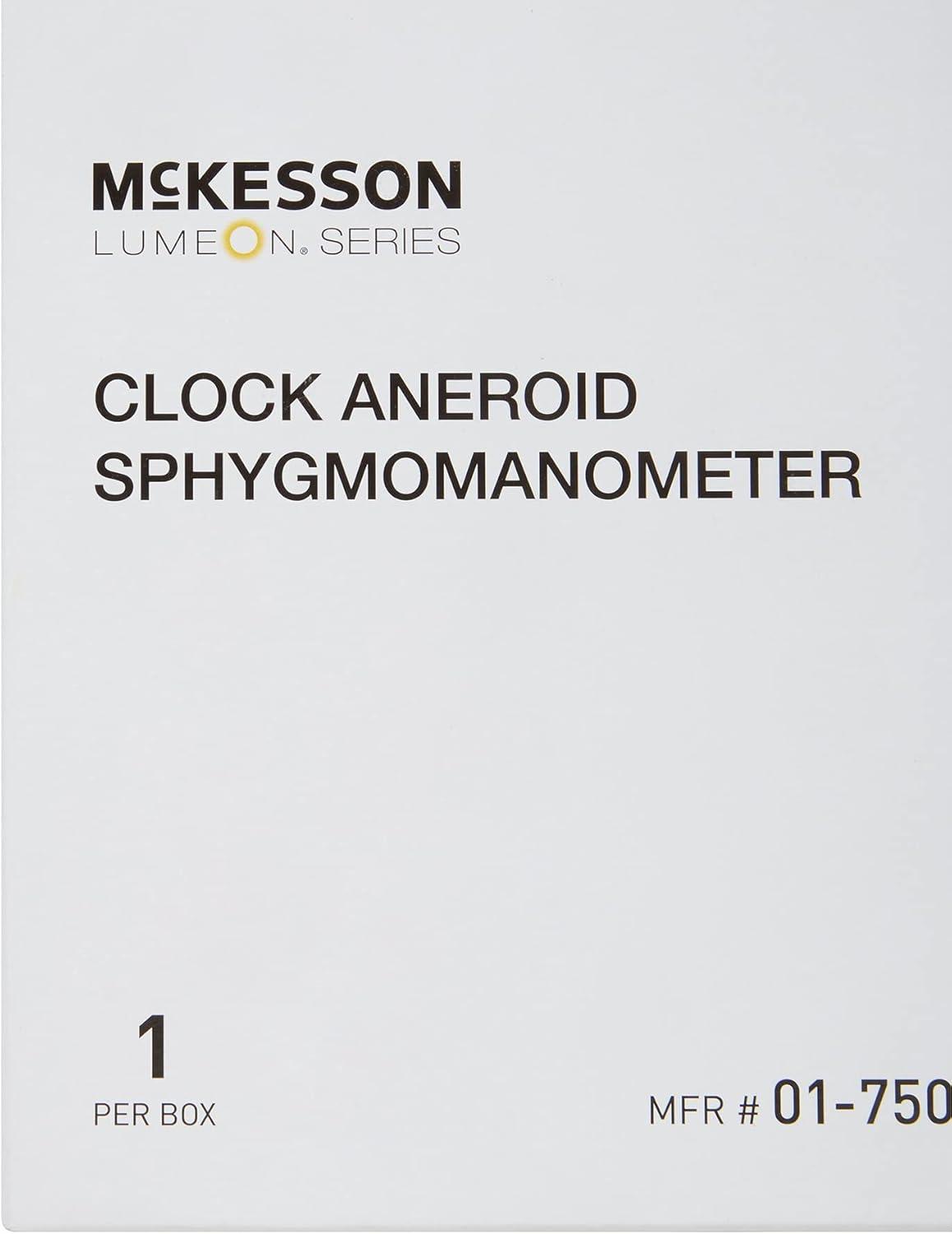 image:imageMcKesson LUMEON Clock Aneroid Sphygmomanometer Blood Pressure with Cuff Wall Mounted Black Adult Medium 1 Count