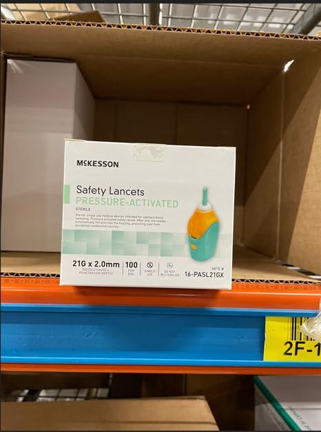 image:imageMcKesson Lancets for Diabetes Testing 100 Count Lancing Device for Blood and Glucose Test 26G x 18 mm PressureActivated Sterile Single Use21 Gauge 2000 ct