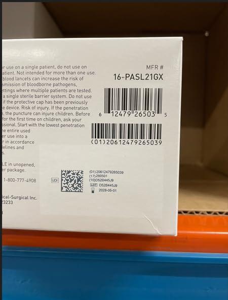image:imageMcKesson Lancets for Diabetes Testing 100 Count Lancing Device for Blood and Glucose Test 26G x 18 mm PressureActivated Sterile Single Use21 Gauge 2000 ct