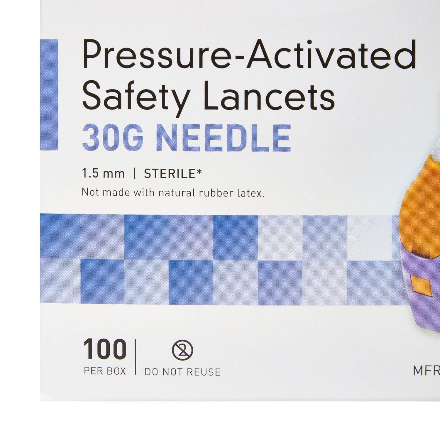 image:imageMcKesson Lancets for Diabetes Testing 100 Count Lancing Device for Blood and Glucose Test 26G x 18 mm PressureActivated Sterile Single Use30 Gauge 100 ct