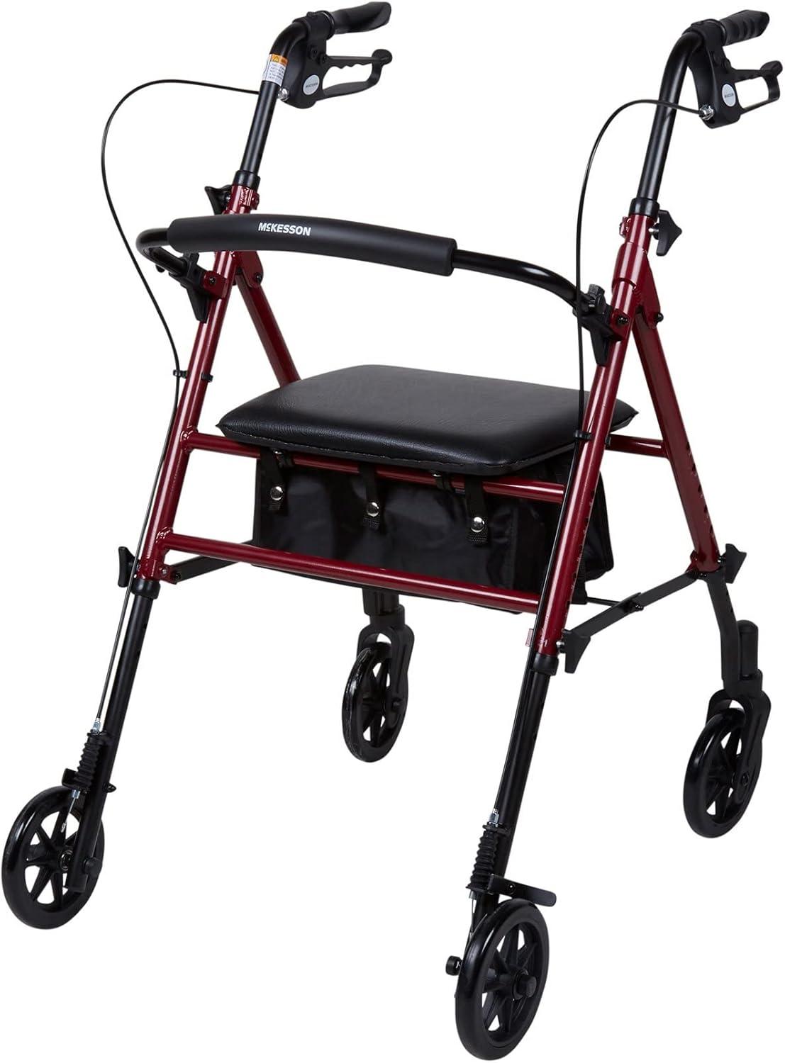 image:imageMcKesson Lightweight Rollator Walker with Wheels Seat Storage Adjustable Height 1 Count