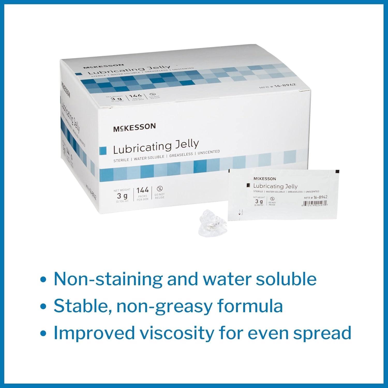 image:imageMcKesson Lubricating Jelly 3 g 288 Count Water Based NonSticky Lube Water Soluble Lubricant Gel for Surgical Medical Personal Sterile Individual Packets Box of 2144 Count Pack of 6