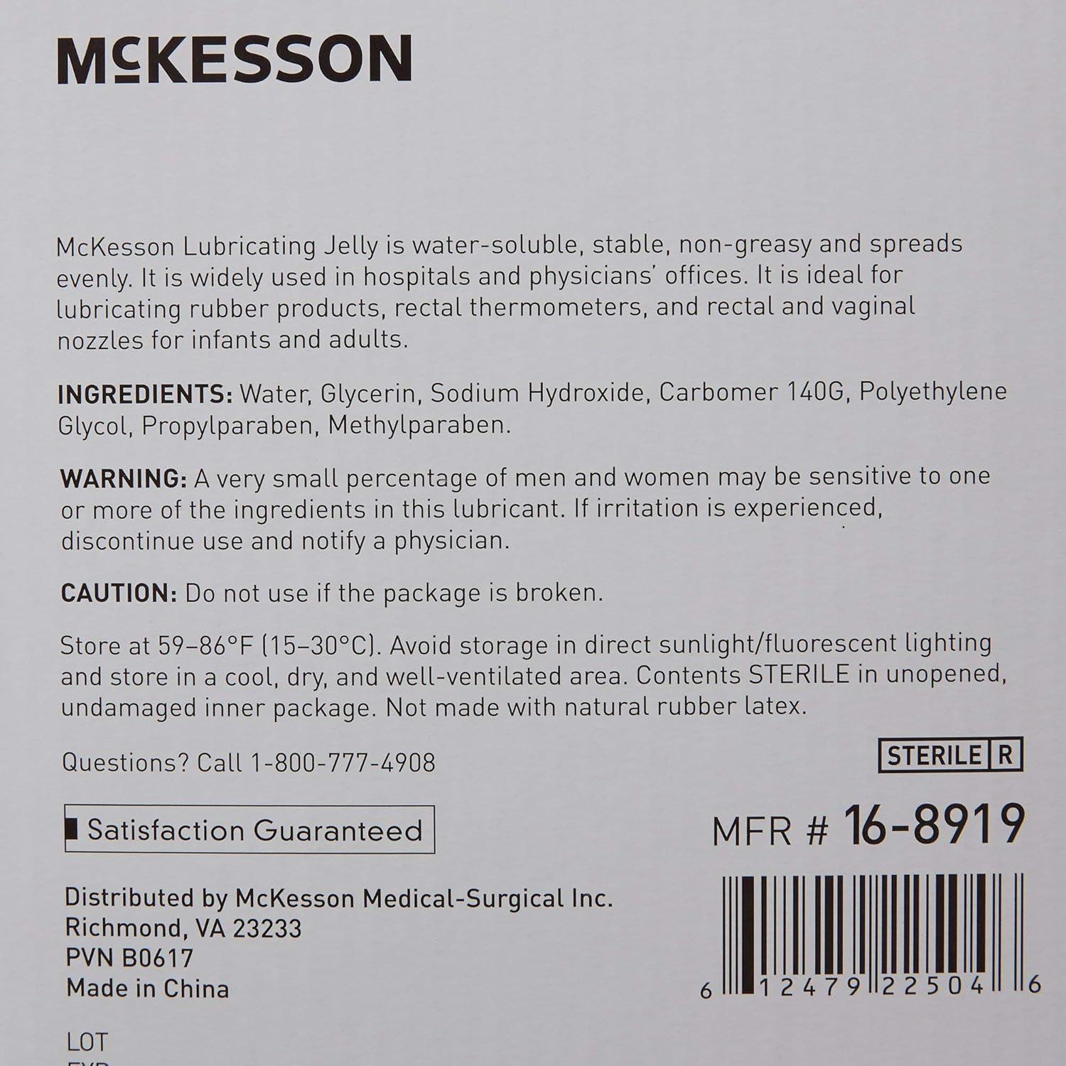 image:imageMcKesson Lubricating Jelly 4 oz 12 Count Water Based NonSticky Lube Water Soluble Lubricant Gel for Surgical Medical Personal Sterile Tube12 Count Pack of 6