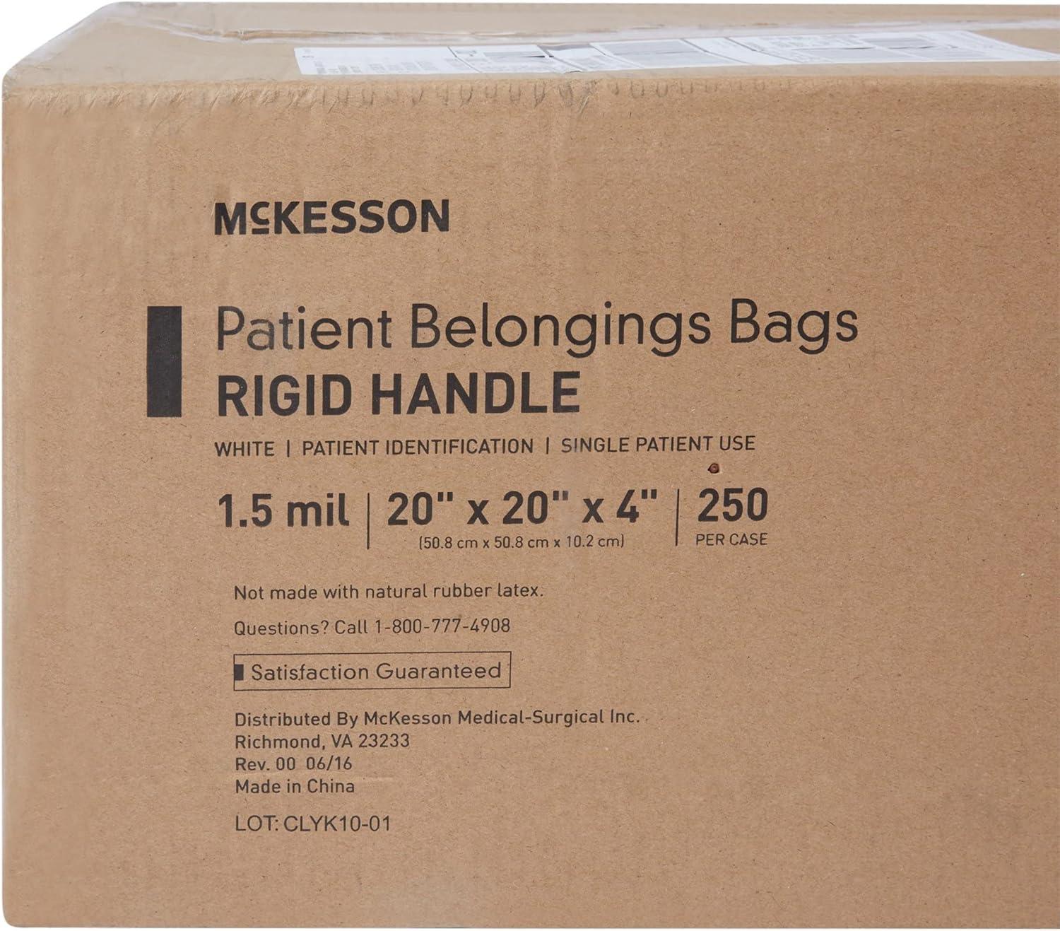 image:imageMcKesson Patient Belongings Bag Rigid Handle Snap Closure Polyethylene White 15 mil 20 in x 20 in x 4 in 250 Count