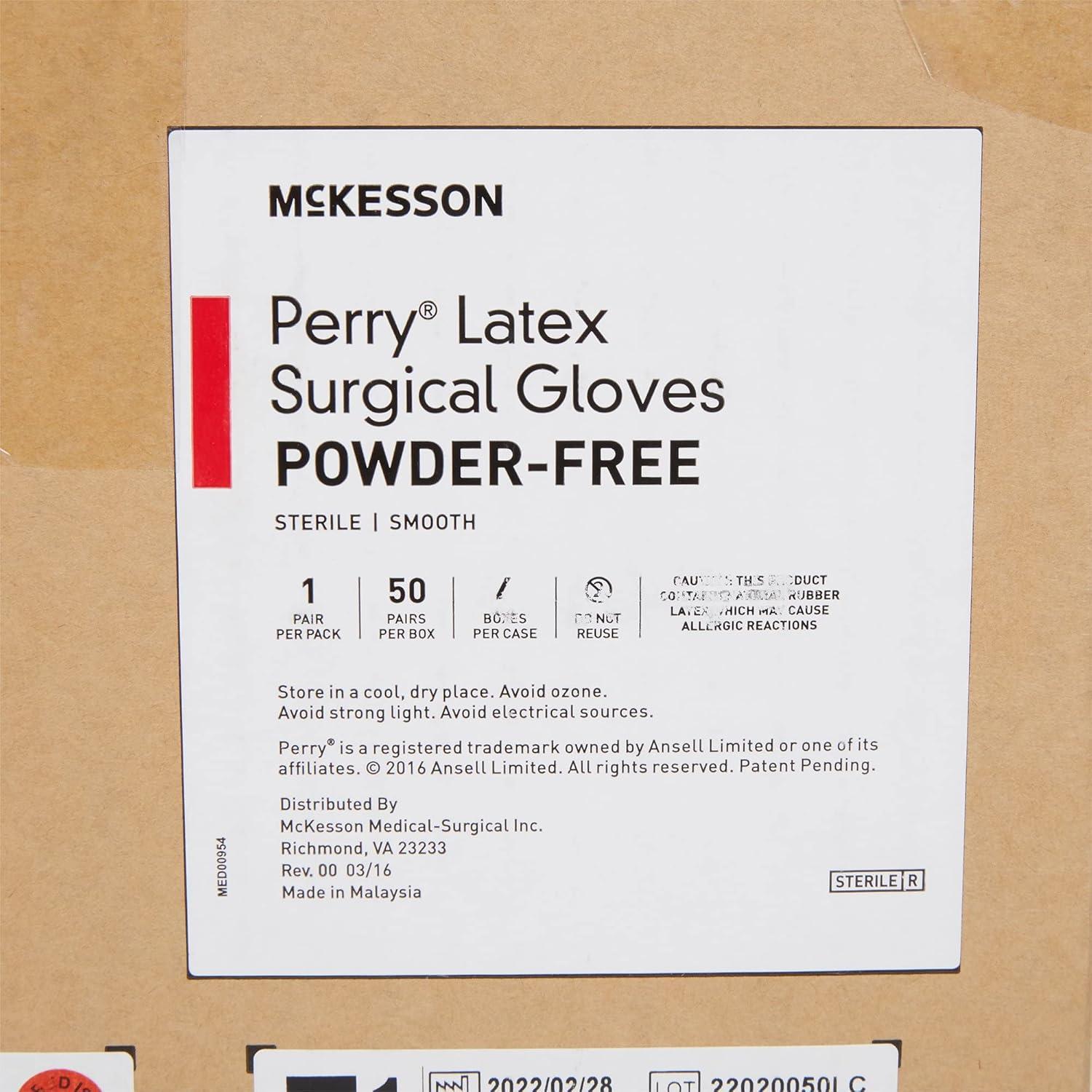 image:imageMcKesson Perry Performance Plus Disposable Sterile Pair Latex Surgical Glove Extended Cuff Length