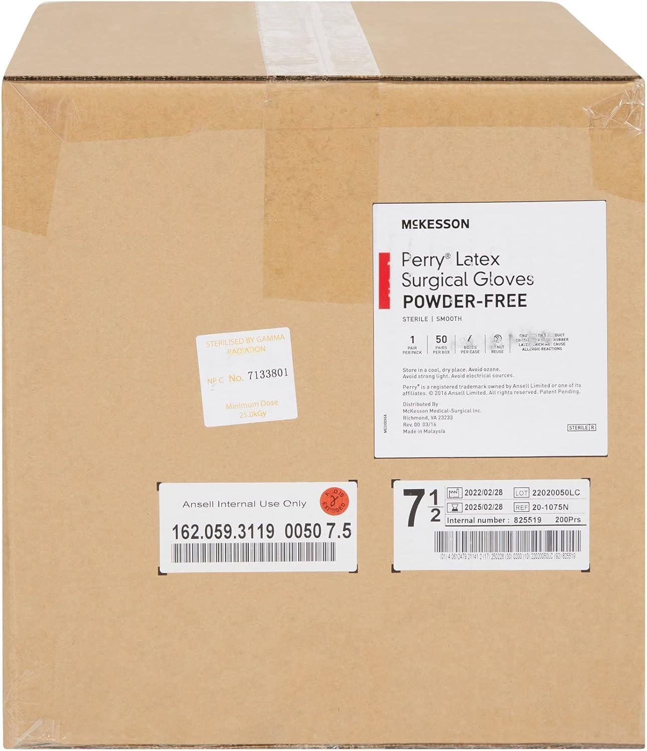 image:imageMcKesson Perry Performance Plus Disposable Sterile Pair Latex Surgical Glove Extended Cuff Length