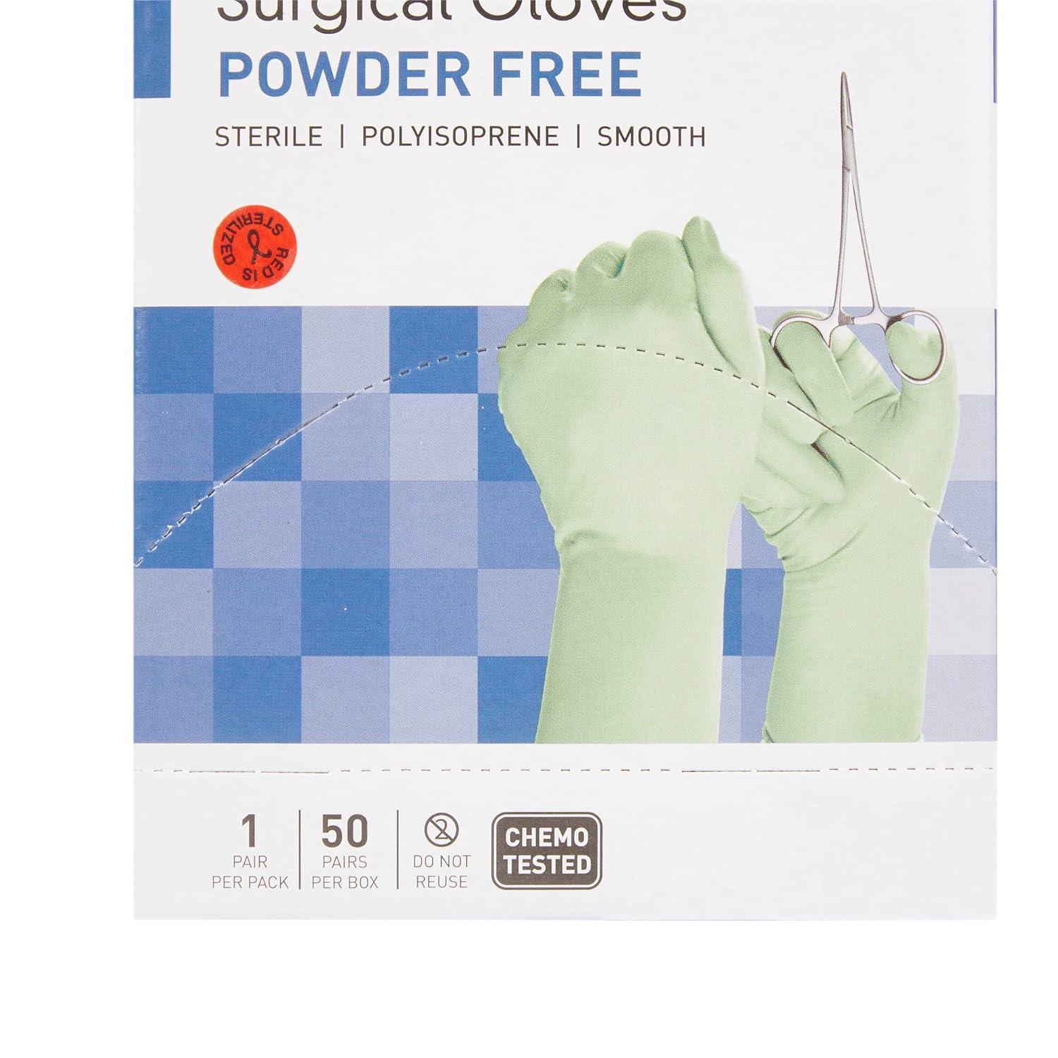 image:imageMcKesson Perry Synthetic Surgical Gloves 200 Pairs Sterile Polyisoprene Disposable PowderFree Professional Medical and Healthcare Chemo Tested Size 85 GreenSize 75 50 ct