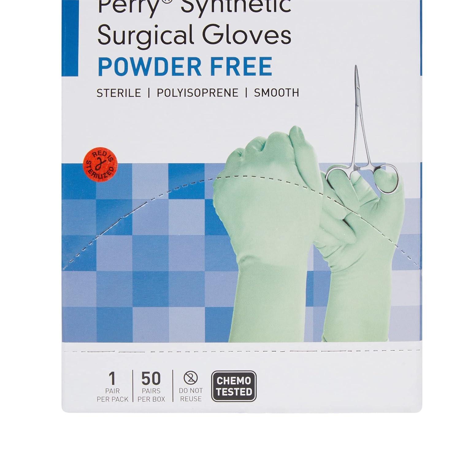 image:imageMcKesson Perry Synthetic Surgical Gloves 200 Pairs Sterile Polyisoprene Disposable PowderFree Professional Medical and Healthcare Chemo Tested Size 85 GreenSize 6 50 ct