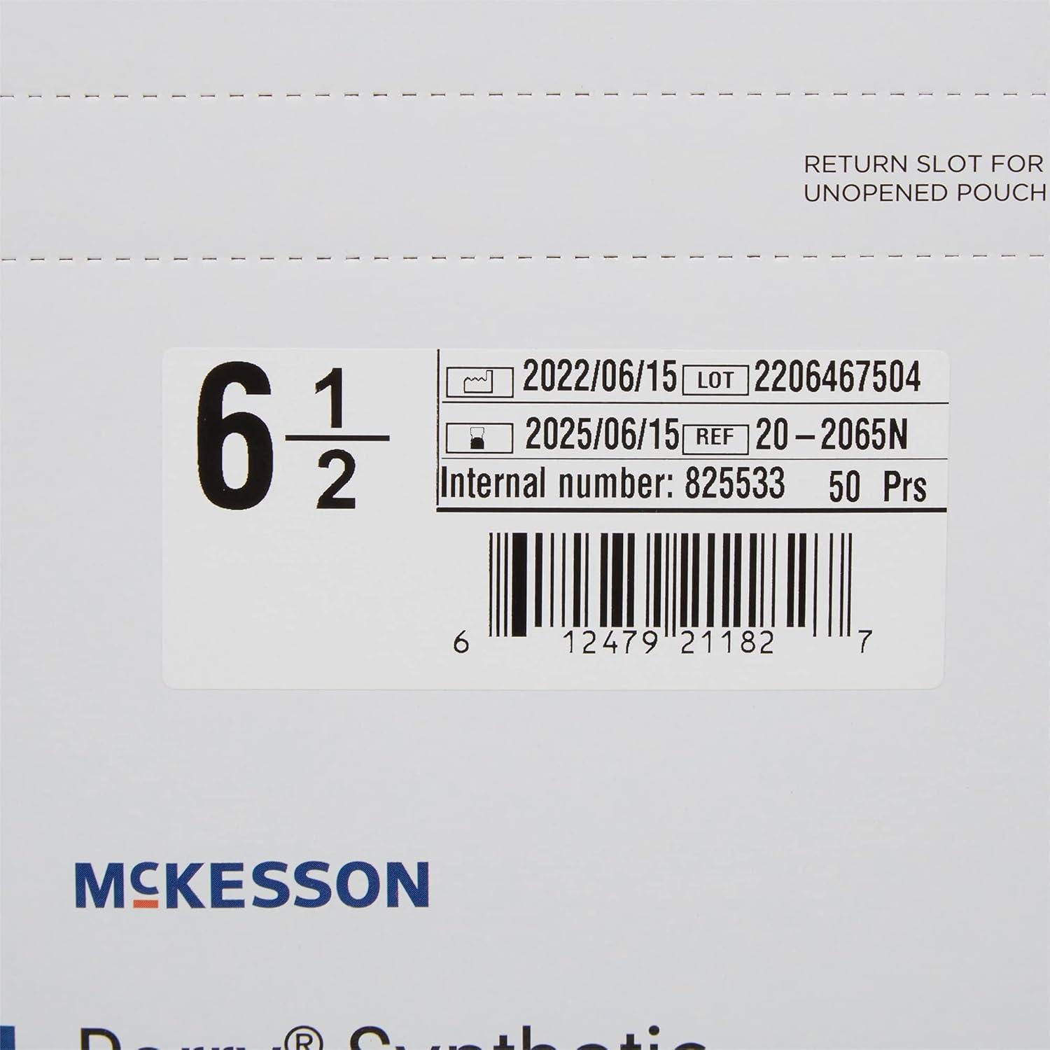 image:imageMcKesson Perry Synthetic Surgical Gloves 200 Pairs Sterile Polyisoprene Disposable PowderFree Professional Medical and Healthcare Chemo Tested Size 85 GreenSize 65 50 ct