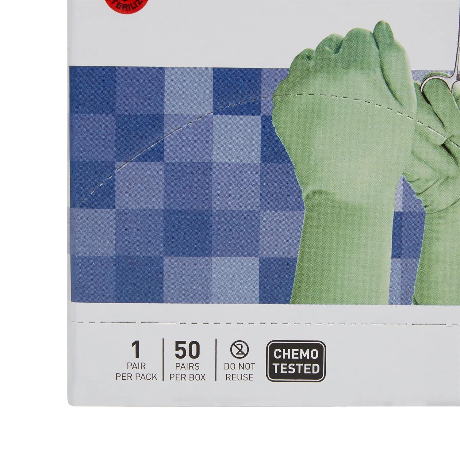 image:imageMcKesson Perry Synthetic Surgical Gloves 200 Pairs Sterile Polyisoprene Disposable PowderFree Professional Medical and Healthcare Chemo Tested Size 85 GreenSize 65 50 ct