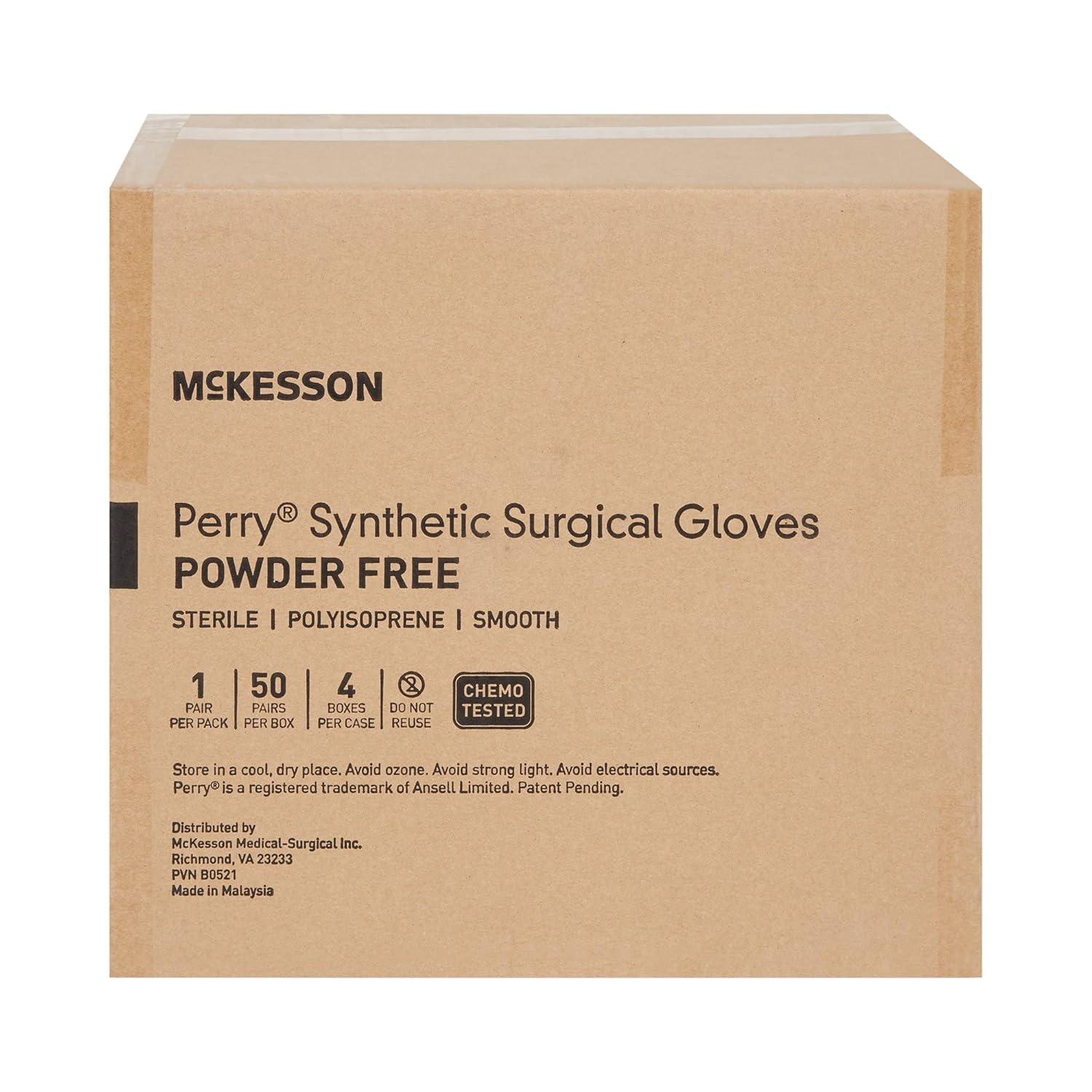 image:imageMcKesson Perry Synthetic Surgical Gloves 200 Pairs Sterile Polyisoprene Disposable PowderFree Professional Medical and Healthcare Chemo Tested Size 85 GreenSize 6 200 ct