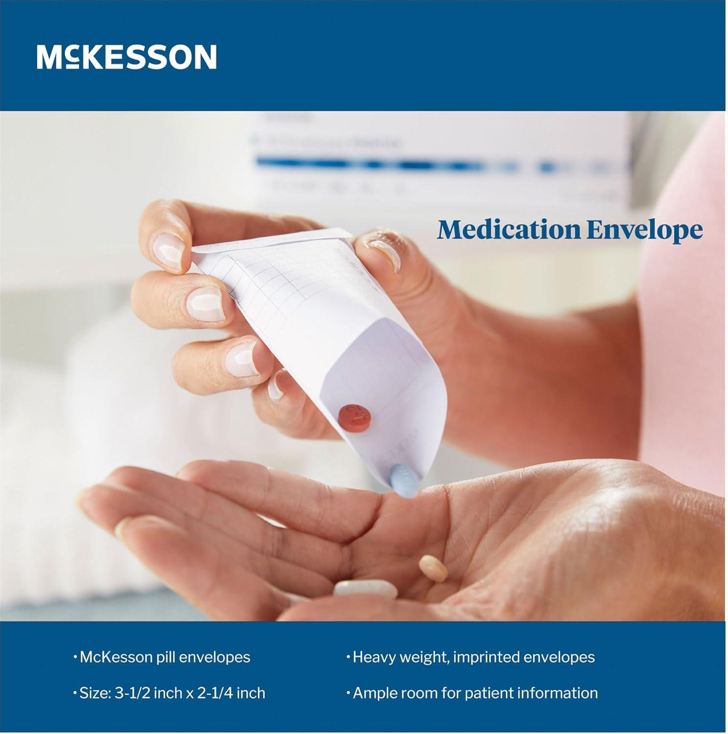image:imageMcKesson Pill Envelopes for Medicine 1000 Count Medication Packets Imprinted Moisture Seal 100 Count 10 Packs