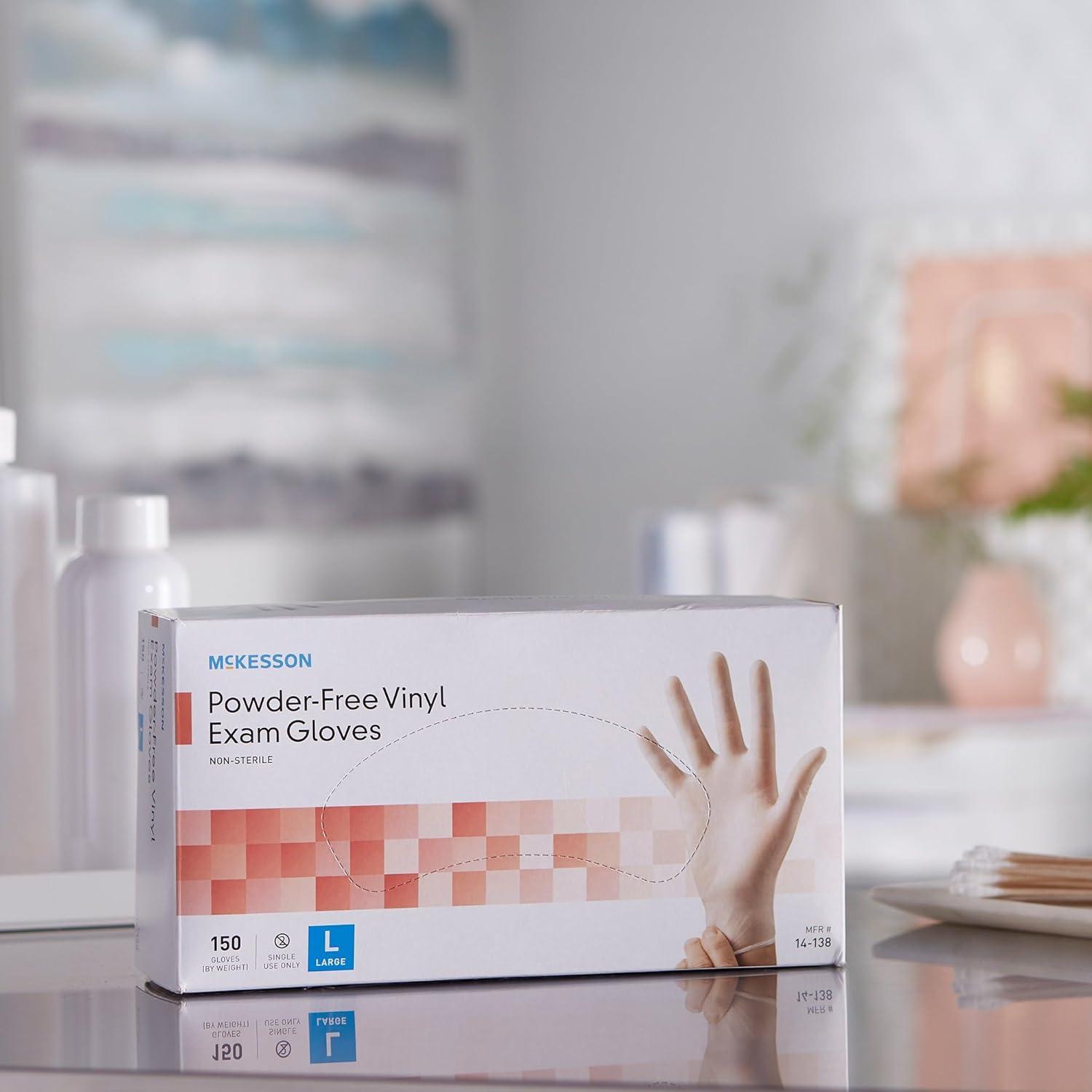 image:imageMcKesson PowderFree Vinyl Exam Gloves NonSterile Large 150 Count 1 Box