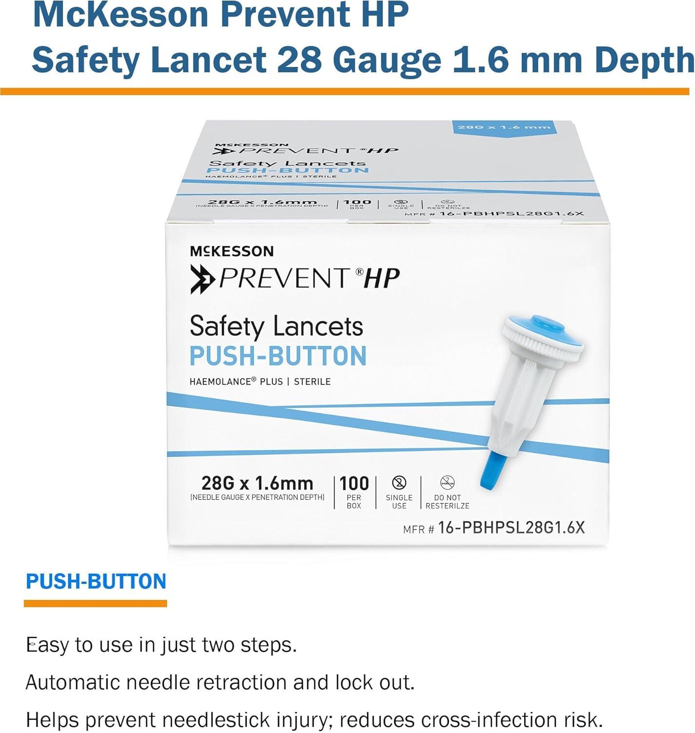 image:imageMcKesson Prevent HP Safety Lancet 28 Gauge Needle 16 mm Depth Boxs Box