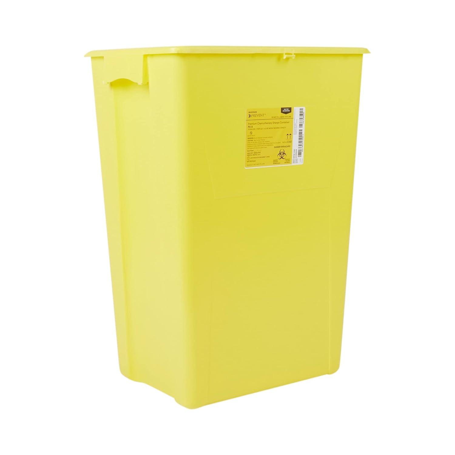 image:imageMcKesson Prevent Sharps Container for Chemotherapy Waste Premium PGII Plastic Vertical Entry Hinged Lid Yellow 18 gal 13 in x 17 310 in x 24 35 in 7 Count18 gallons