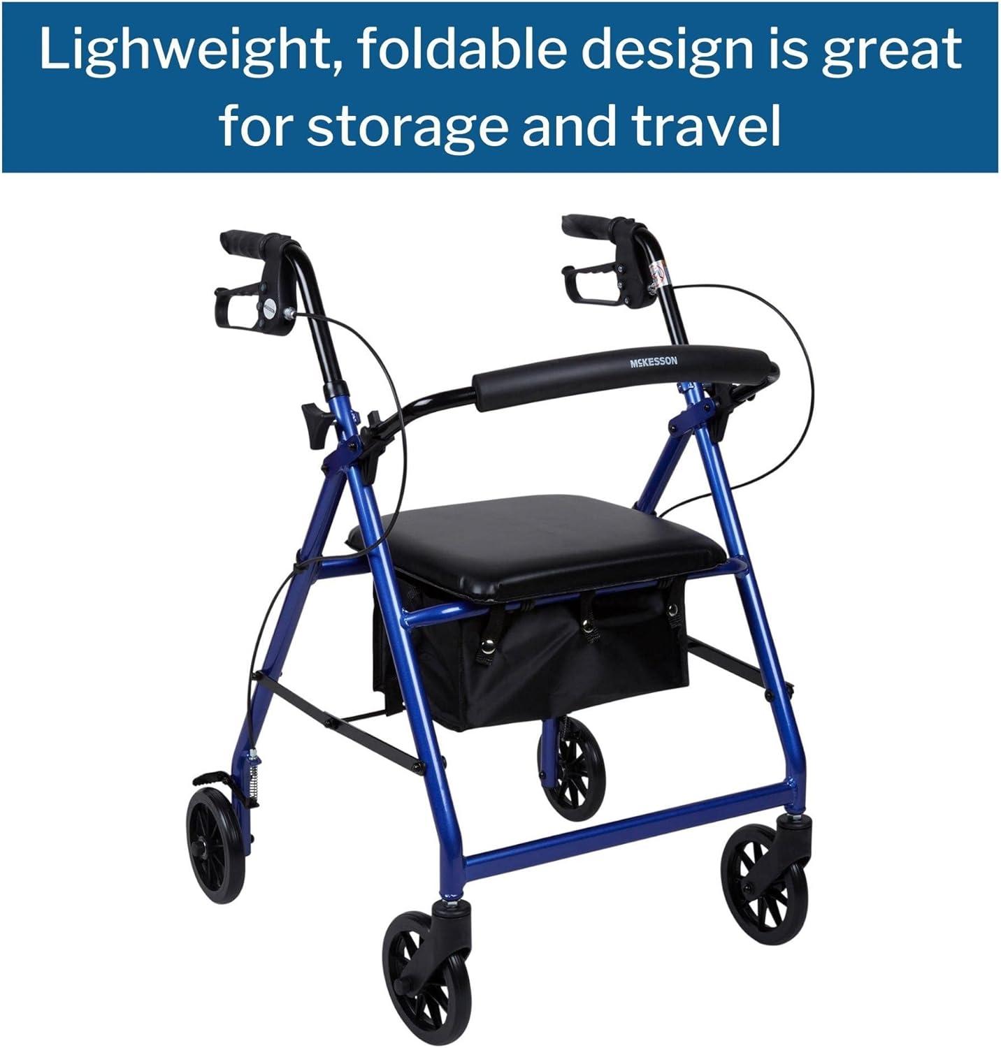 image:imageMcKesson Rollator Walker with Seat and Wheels Lightweight Aluminum 300 lbs Weight Capacity Green 1 CountBlue