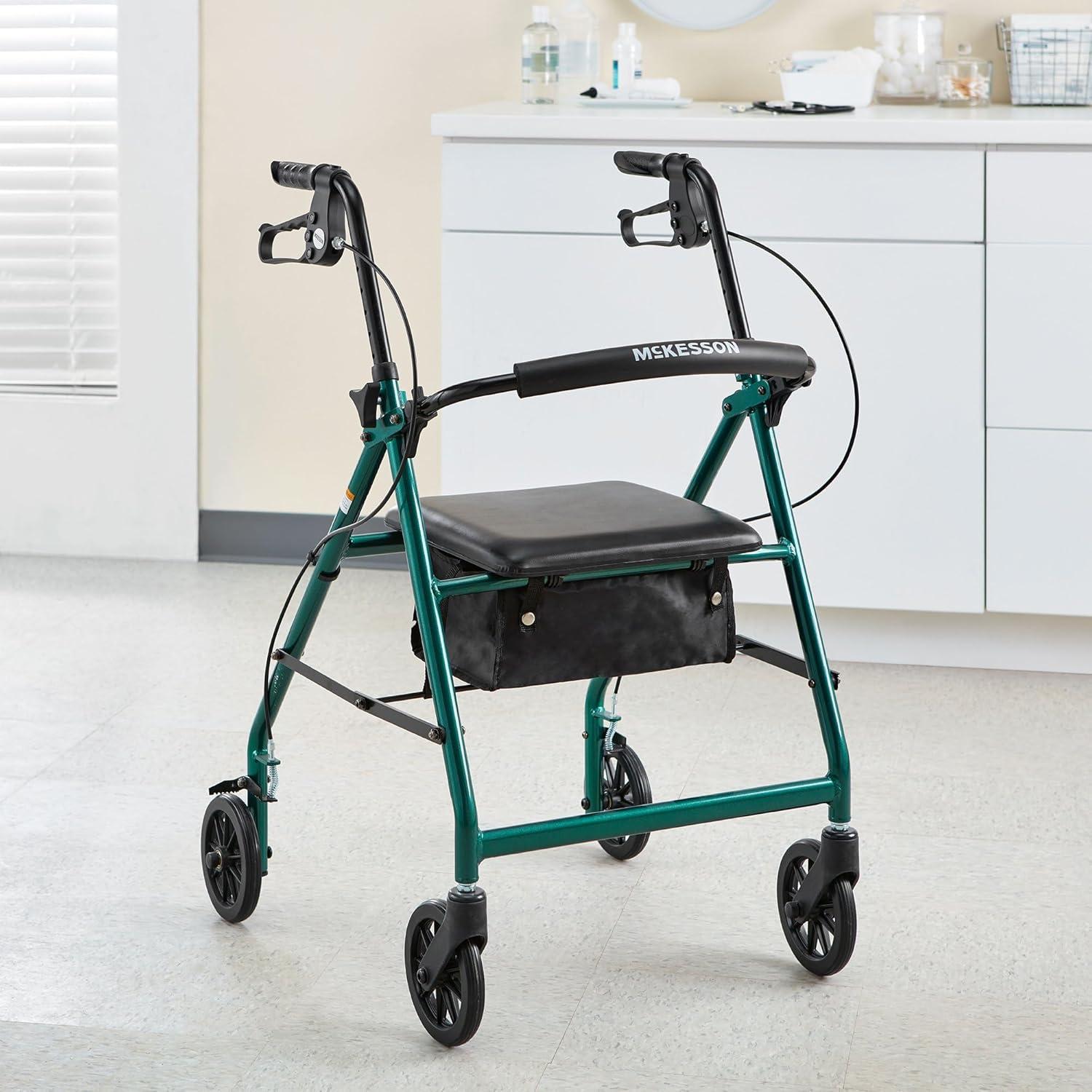 image:imageMcKesson Rollator Walker with Seat and Wheels Lightweight Aluminum 300 lbs Weight Capacity Green 1 CountGreen