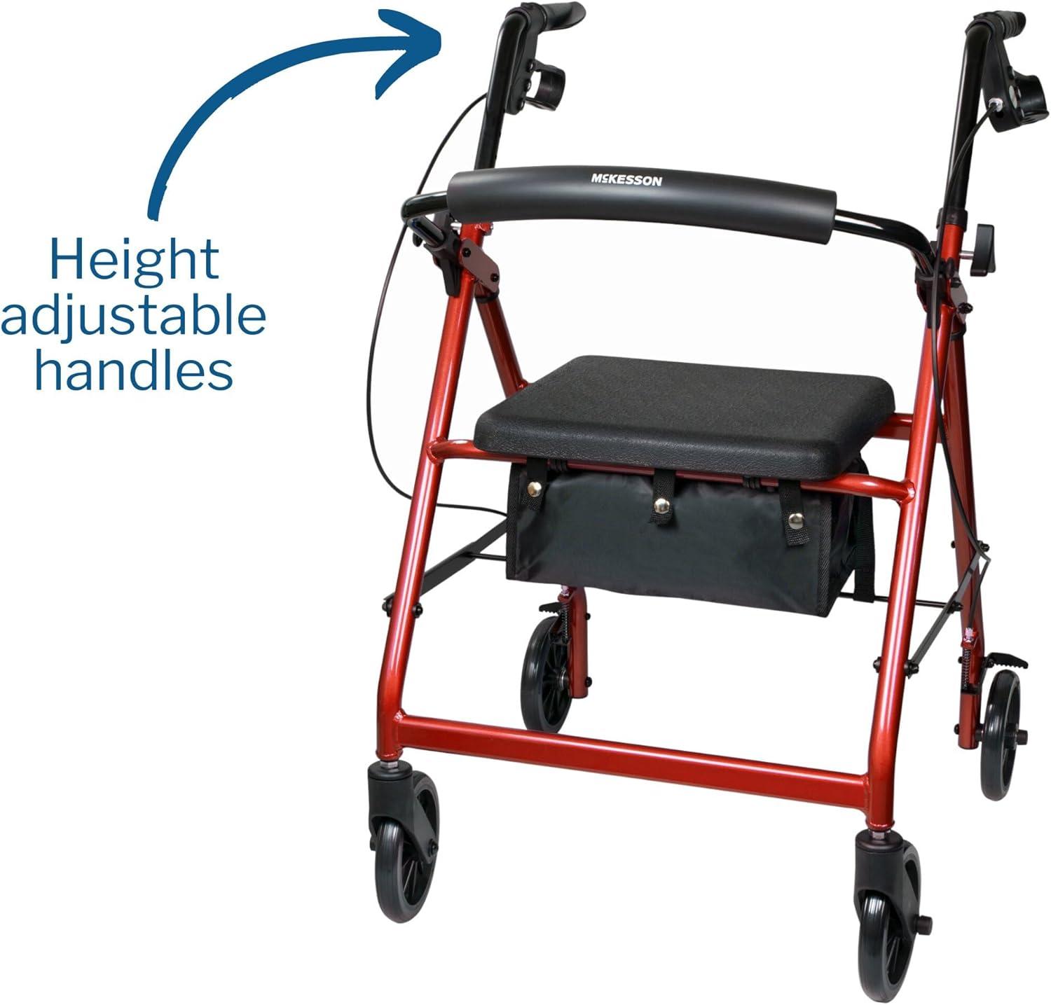 image:imageMcKesson Rollator Walker with Seat and Wheels Lightweight Aluminum 300 lbs Weight Capacity Green 1 CountRed