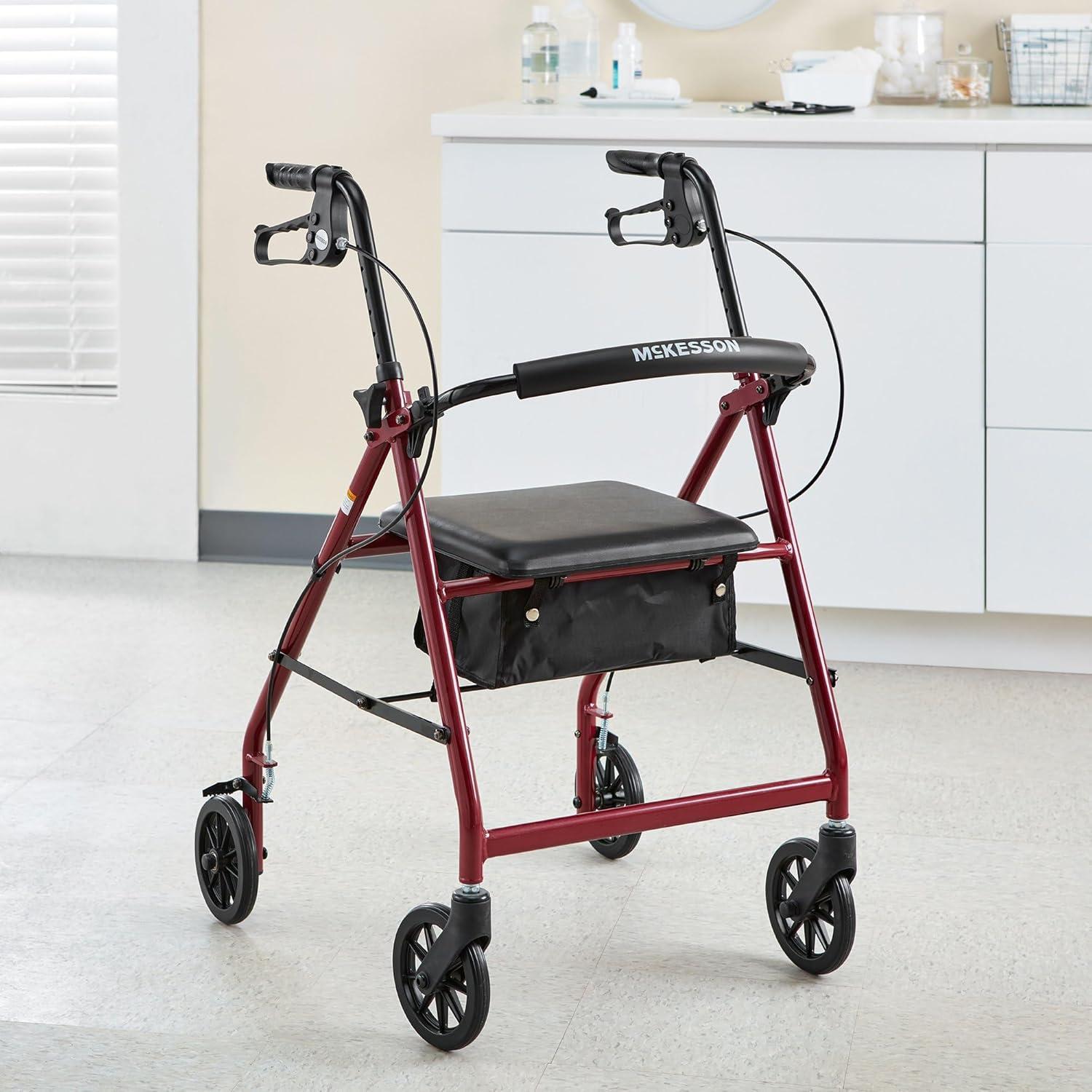 image:imageMcKesson Rollator Walker with Seat and Wheels Lightweight Aluminum 300 lbs Weight Capacity Green 1 CountRed