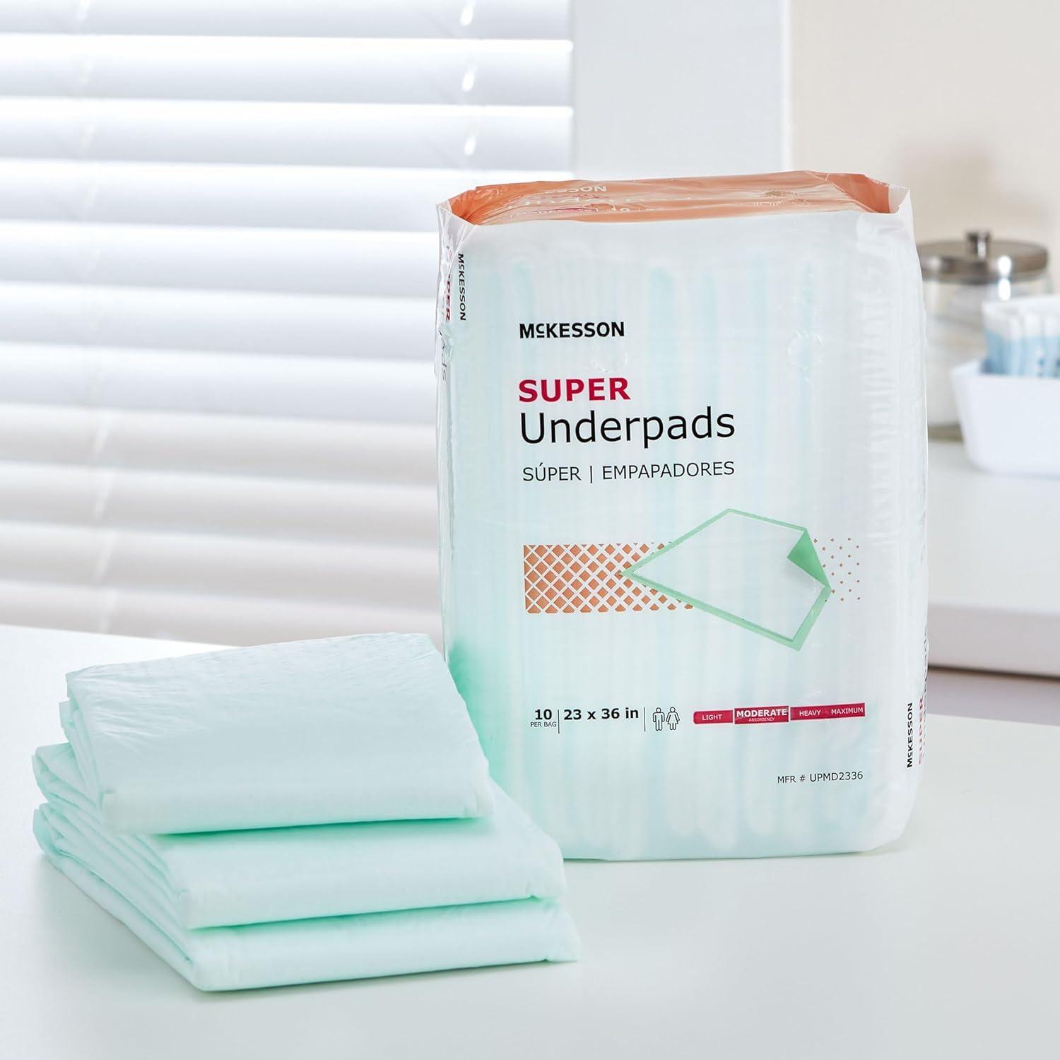image:imageMcKesson Super Underpads Incontinence Bed Pads 23 x 36 10 Count Moderate Absorbency Disposable Chux Pads for Adults Elderly and Baby Pee Pads23 X 36 Inch Pack of 150