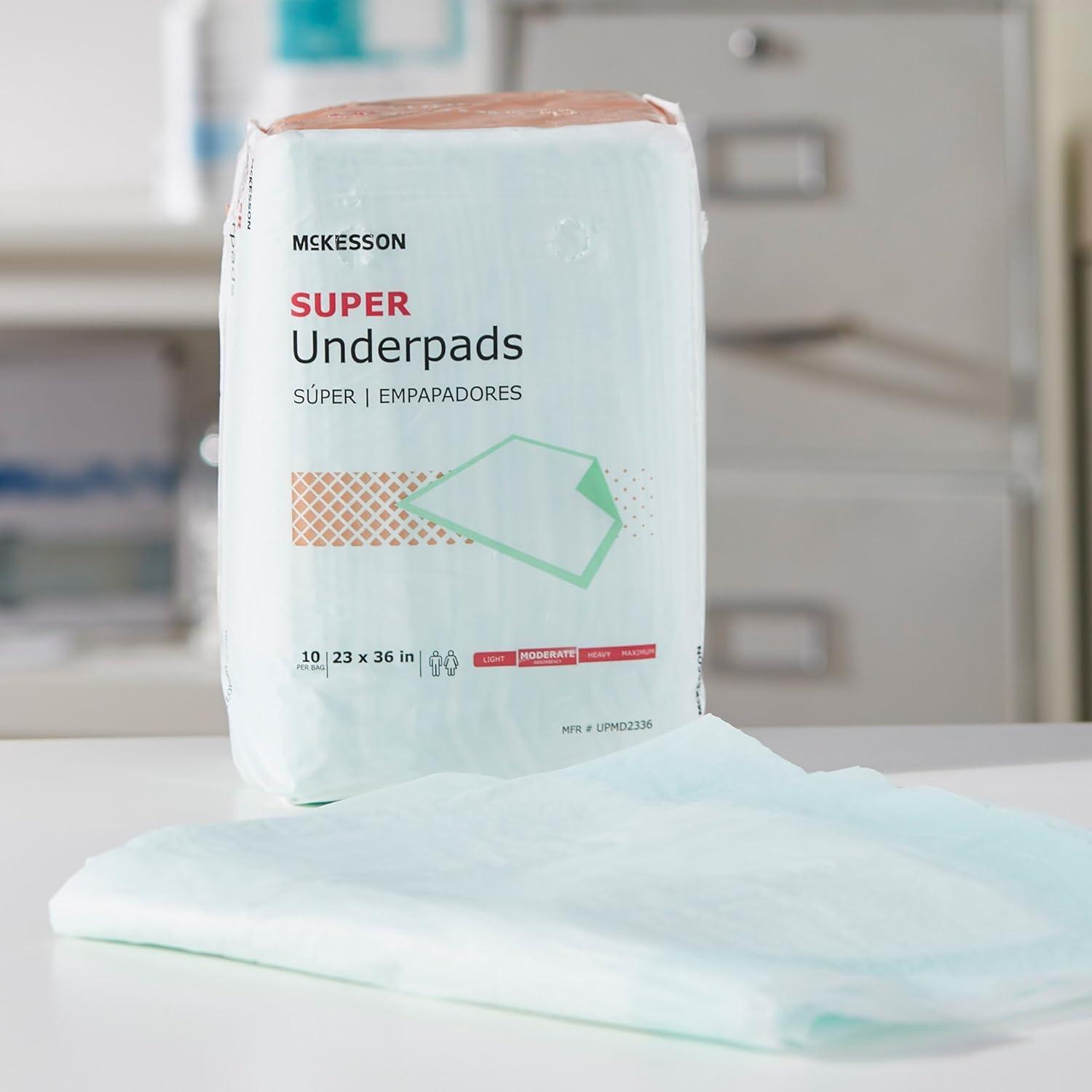image:imageMcKesson Super Underpads Incontinence Bed Pads 23 x 36 10 Count Moderate Absorbency Disposable Chux Pads for Adults Elderly and Baby Pee Pads23 X 36 Inch Pack of 150