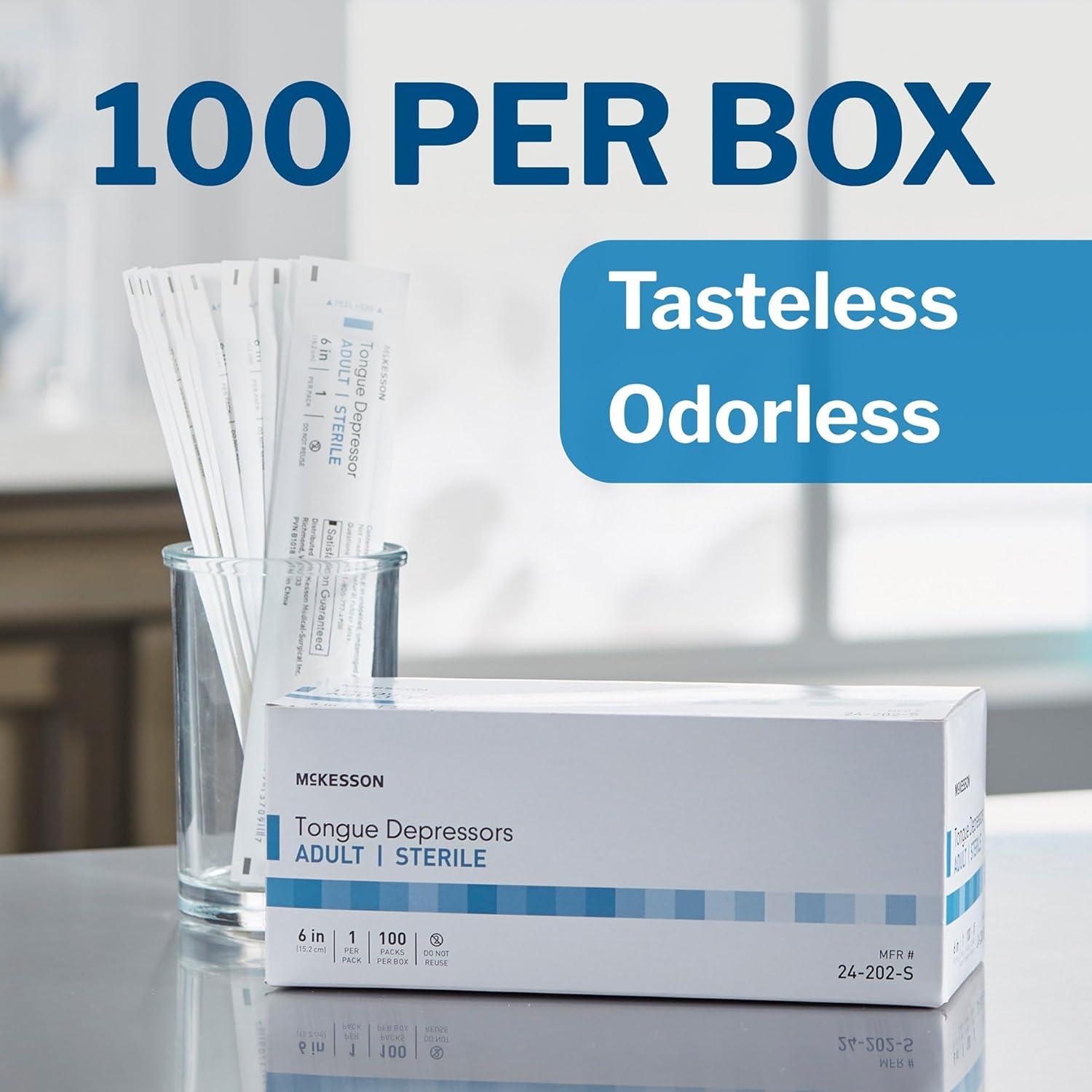 image:imageMcKesson Tongue Depressors 1000 Count Adult Size Sterile Individually Wrapped Wood Unflavored SplinterFree 6 in Use for Medical Arts Crafts Spa 100 Count Pack of 1055