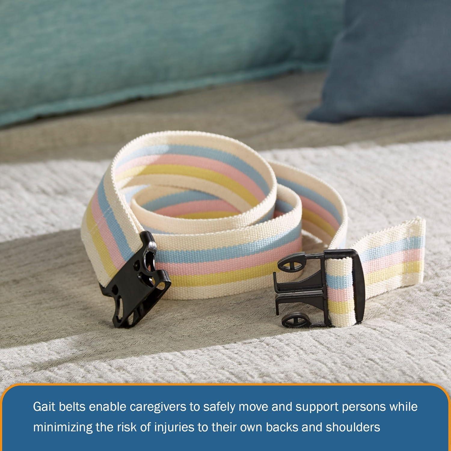 image:imageMcKesson Transfer and Gait Belt with Buckle Pastel Stripe 60 in 1 Count