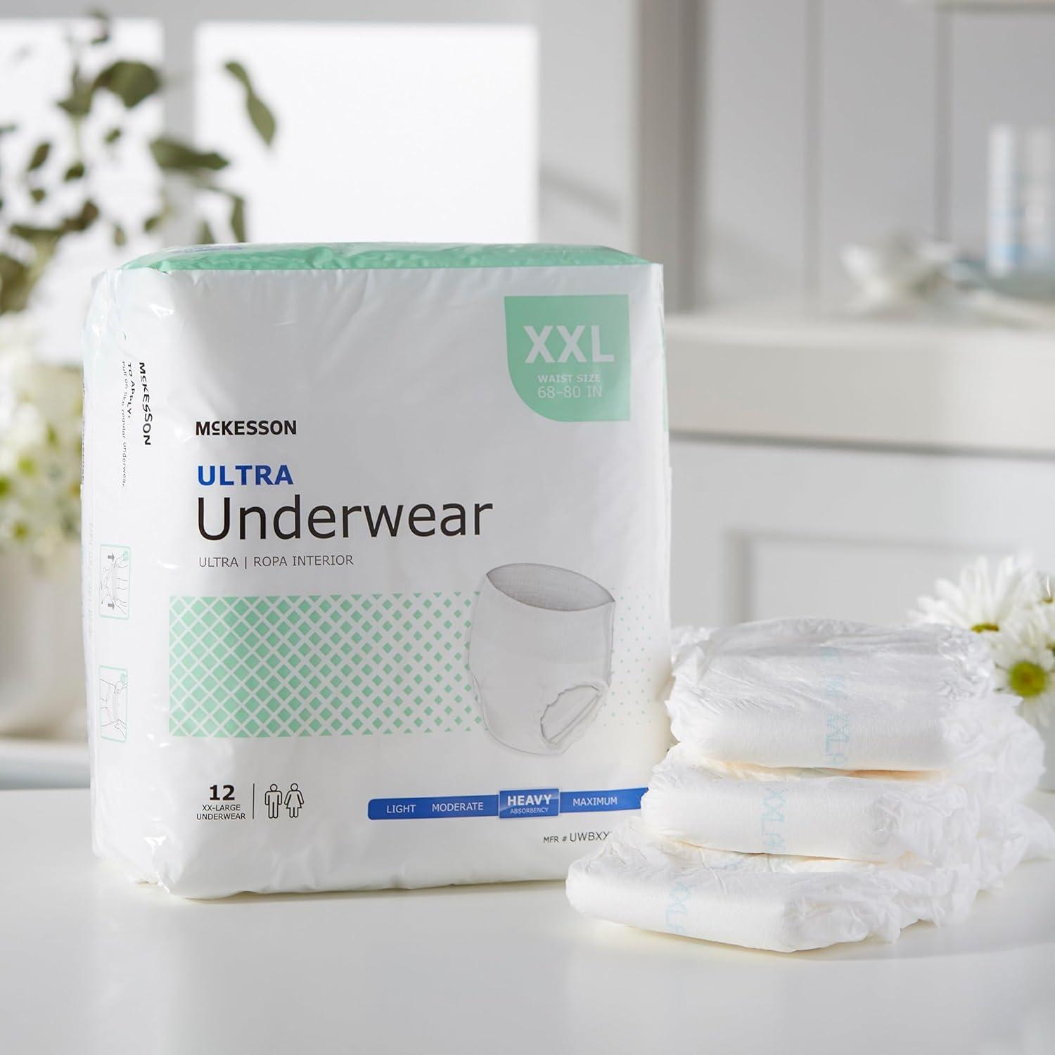 image:imageMcKesson Ultra Adult Incontinence Underwear 12 Count Heavy Absorbency XXL 6880 in Unisex Bladder Leak Protection PullOn Style with TearAway Sides Postpartum and Incontinence Support