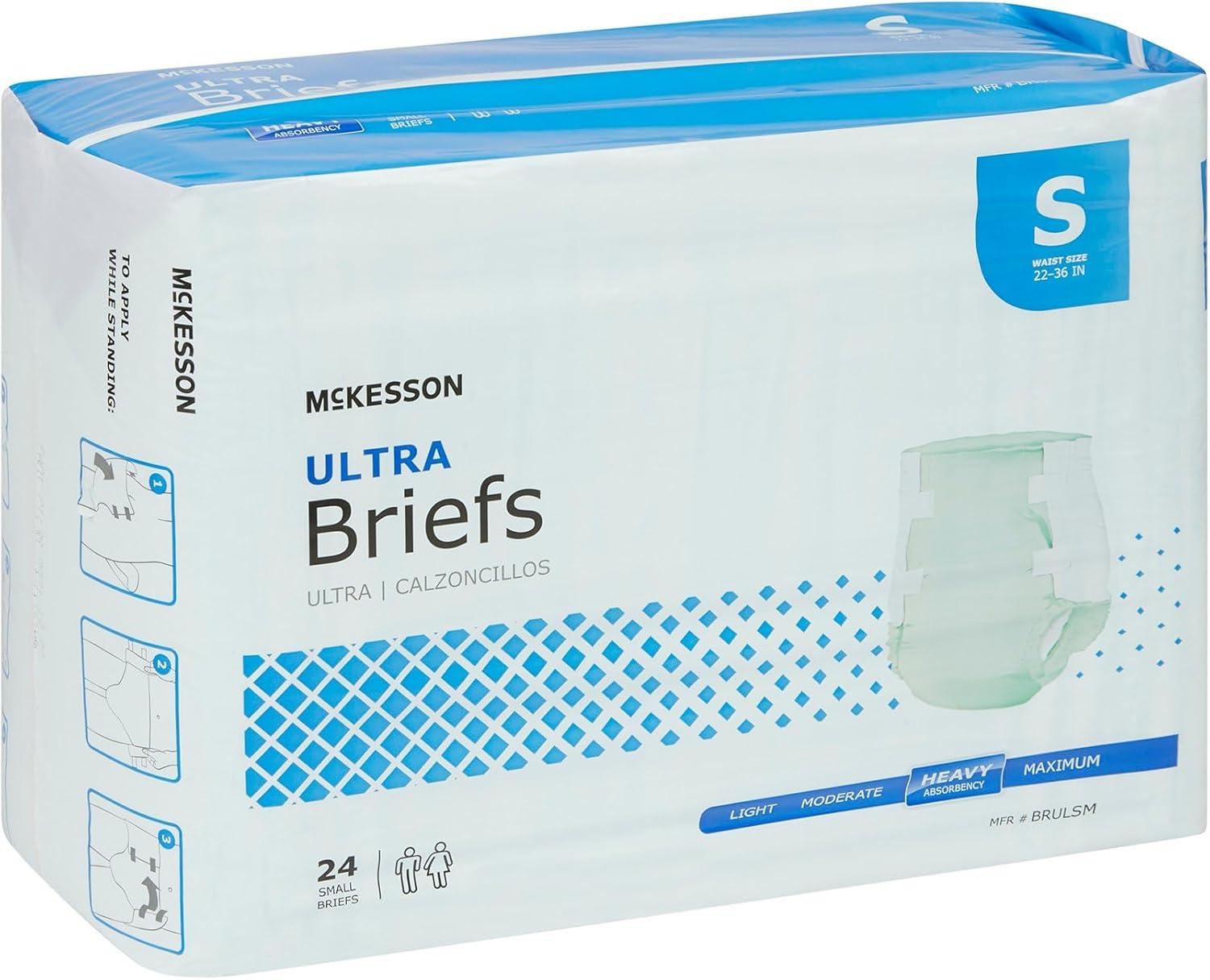 image:imageMcKesson Ultra Briefs 60 Count XL 5864 in Incontinence Adult Diapers with Tabs Heavy Absorbency Unisex Disposable Elastic Leg Gathers and Contoured Fit for Men and WomenSmall