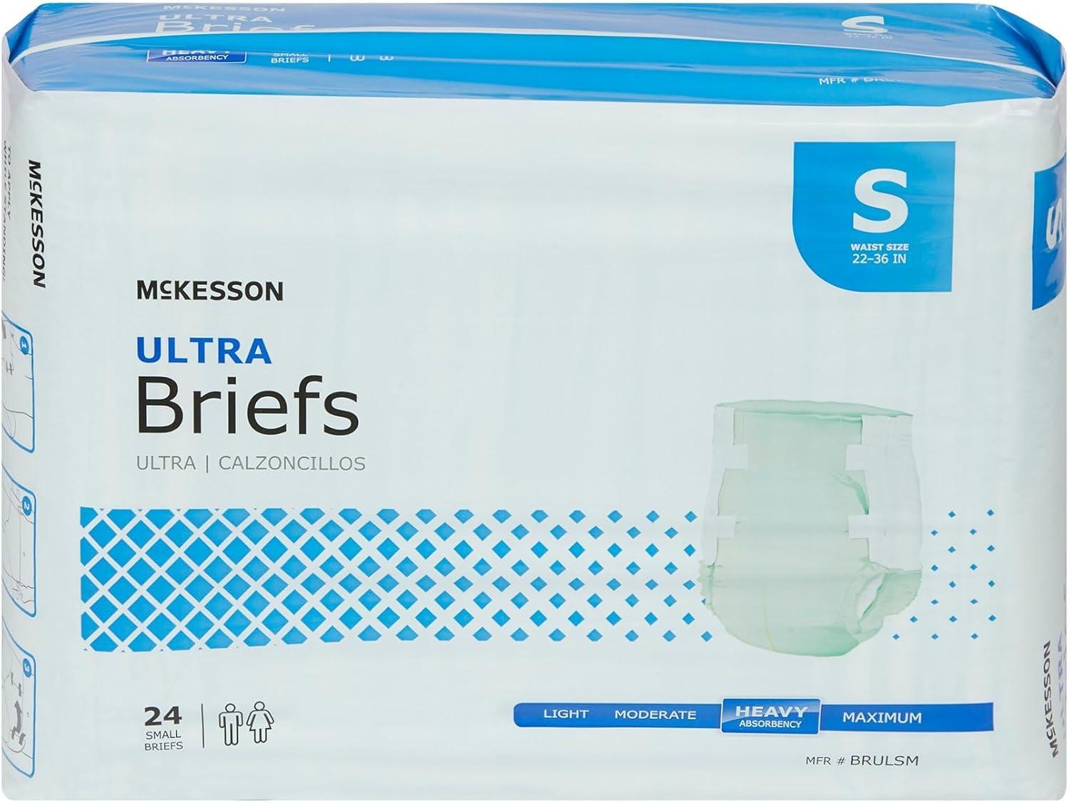 image:imageMcKesson Ultra Briefs 60 Count XL 5864 in Incontinence Adult Diapers with Tabs Heavy Absorbency Unisex Disposable Elastic Leg Gathers and Contoured Fit for Men and WomenSmall