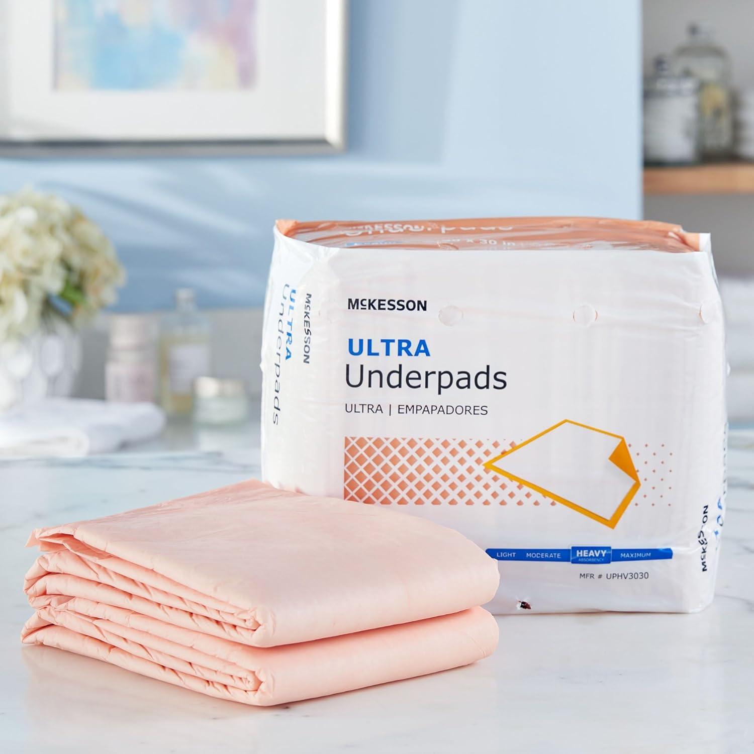 image:imageMcKesson Ultra Underpads Incontinence Bed Pads 30 x 30 100 Count Heavy Absorbency Disposable Chux Pads for Adults Elderly and Baby Pee Pads30 X 30 Inch Pack of 100