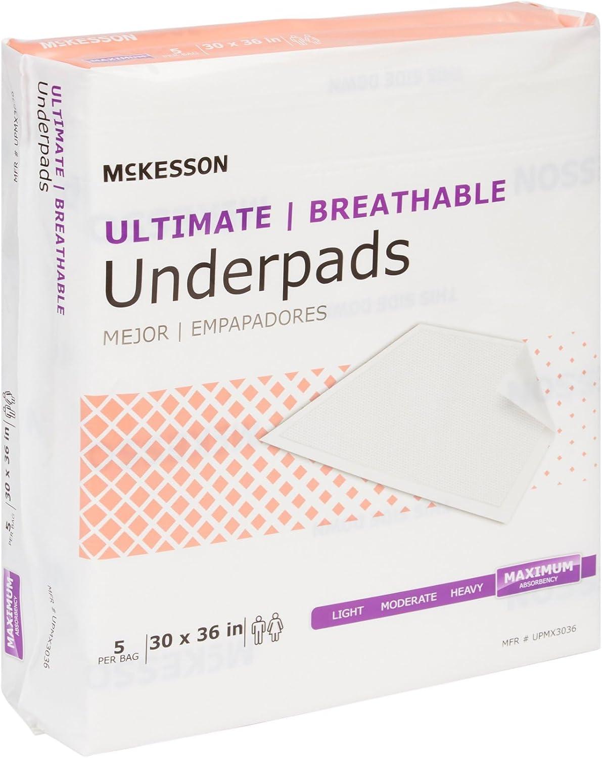 image:imageMcKesson Underpads Disposable Bed Pads 30 x 36 70 Count Maximum Absorbency Maximum Breathable Incontinence Chux for Adults Elderly and Baby Pee Pads