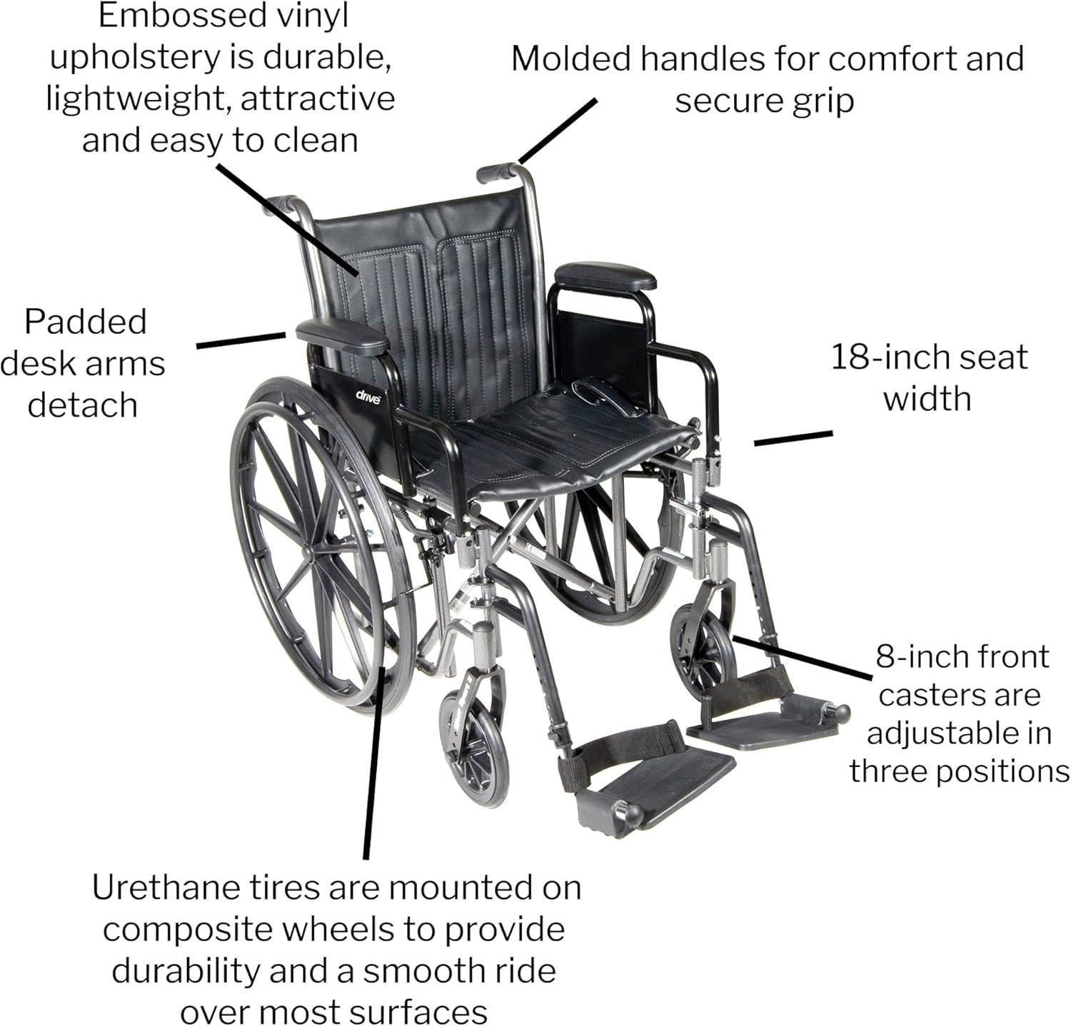 image:imageMcKesson Wheelchair Swing Away Foot Leg Rest Desk Length Arms 18 in Seat 300 lbs Weight Capacity 1 Count