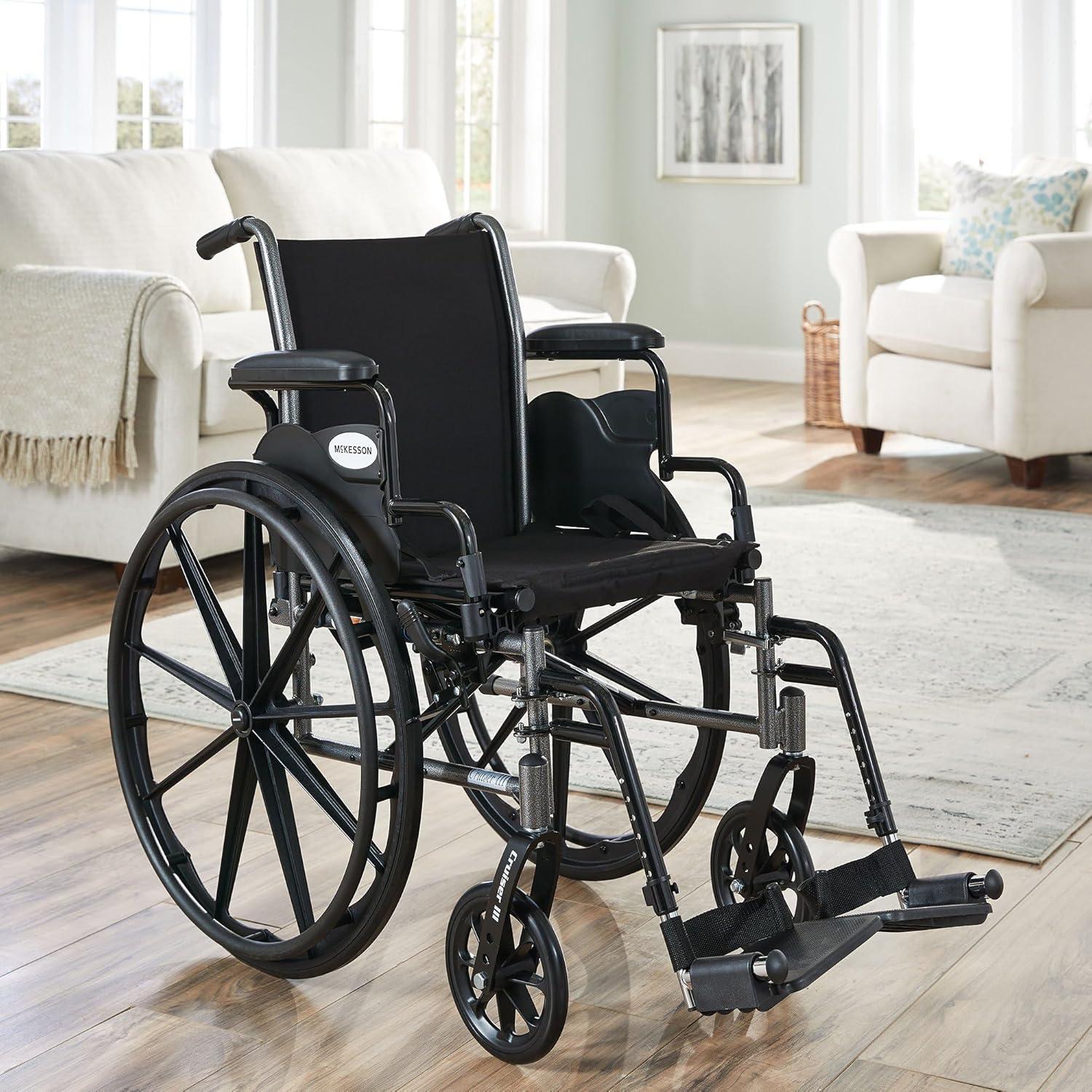 image:imageMcKesson Wheelchair Swing Away Foot Leg Rest Desk Length Arms Flip Back 16 in Seat 300 lbs Weight Capacity 1 Count16 Inch Seat Width 300 Pound Weight Capacity 1 Count