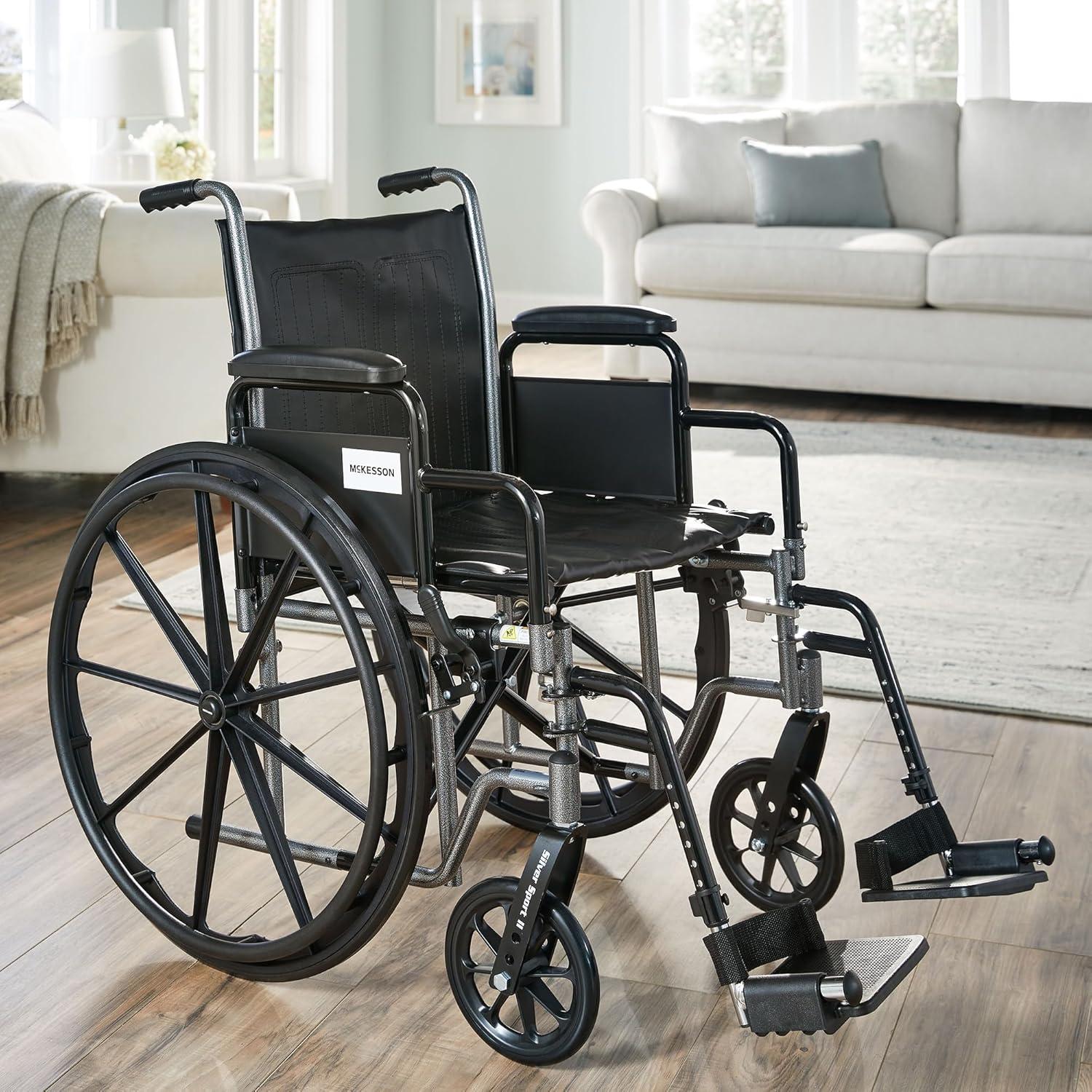 image:imageMcKesson Wheelchair Swing Away Foot Leg Rest Elevating Leg Rest Desk Length Arms Flip Back 18 in Seat 300 lbs Weight Capacity 1 Count18 Inch Seat Width