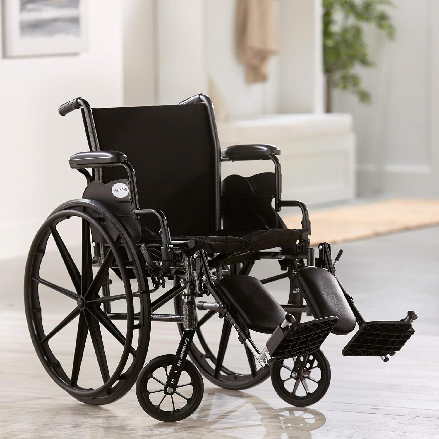 image:imageMcKesson Wheelchair Swing Away Foot Leg Rest Elevating Leg Rest Desk Length Arms Flip Back 18 in Seat 300 lbs Weight Capacity 1 Count18 Inch Seat Width