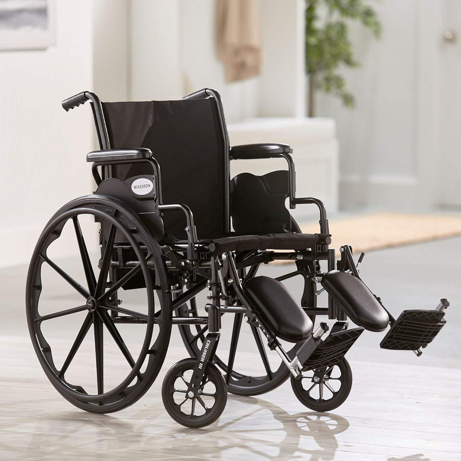 image:imageMcKesson Wheelchair Swing Away Foot Leg Rest Elevating Leg Rest Desk Length Arms Flip Back 18 in Seat 300 lbs Weight Capacity 1 Count20 Inch Seat Width