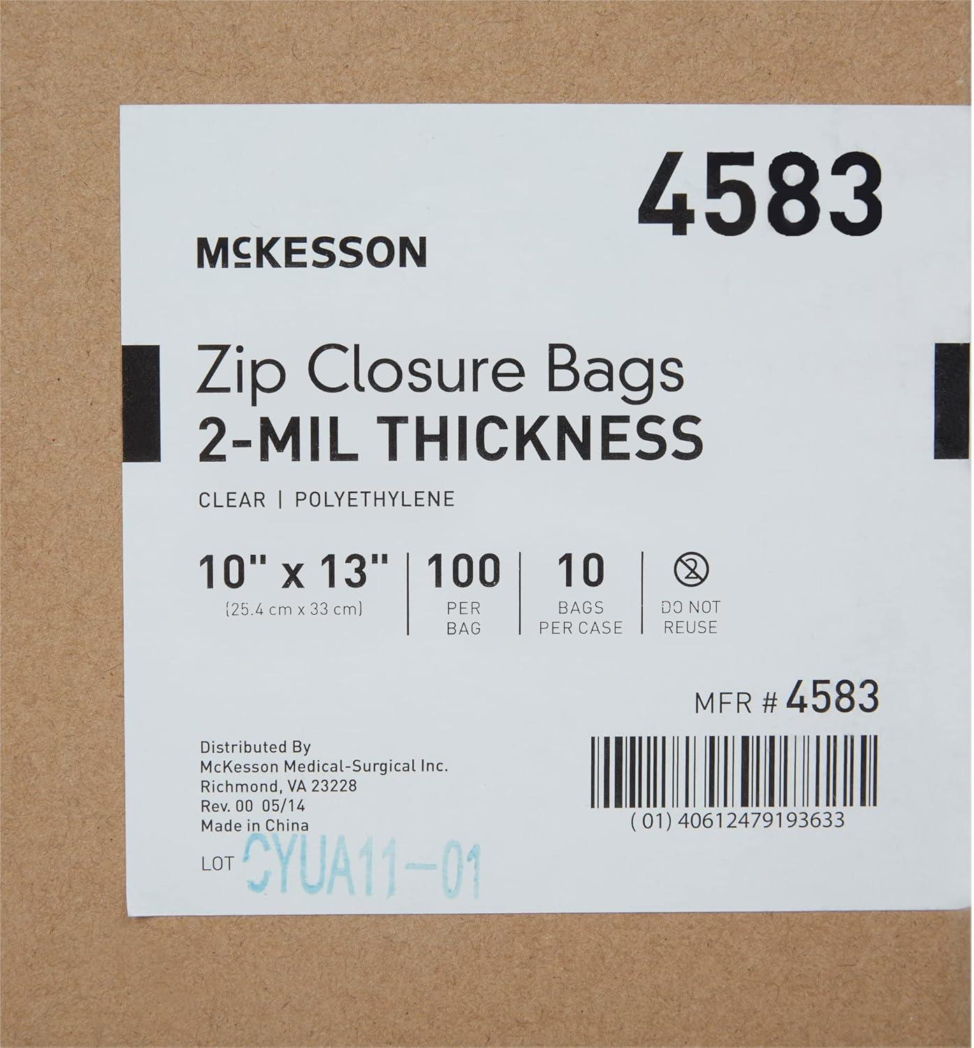image:imageMcKesson Zip Closure Bags 2 mil Thickness Polyethylene Reclosable Clear 10 in x 13 in 100 Count 10 Packs 1000 Total
